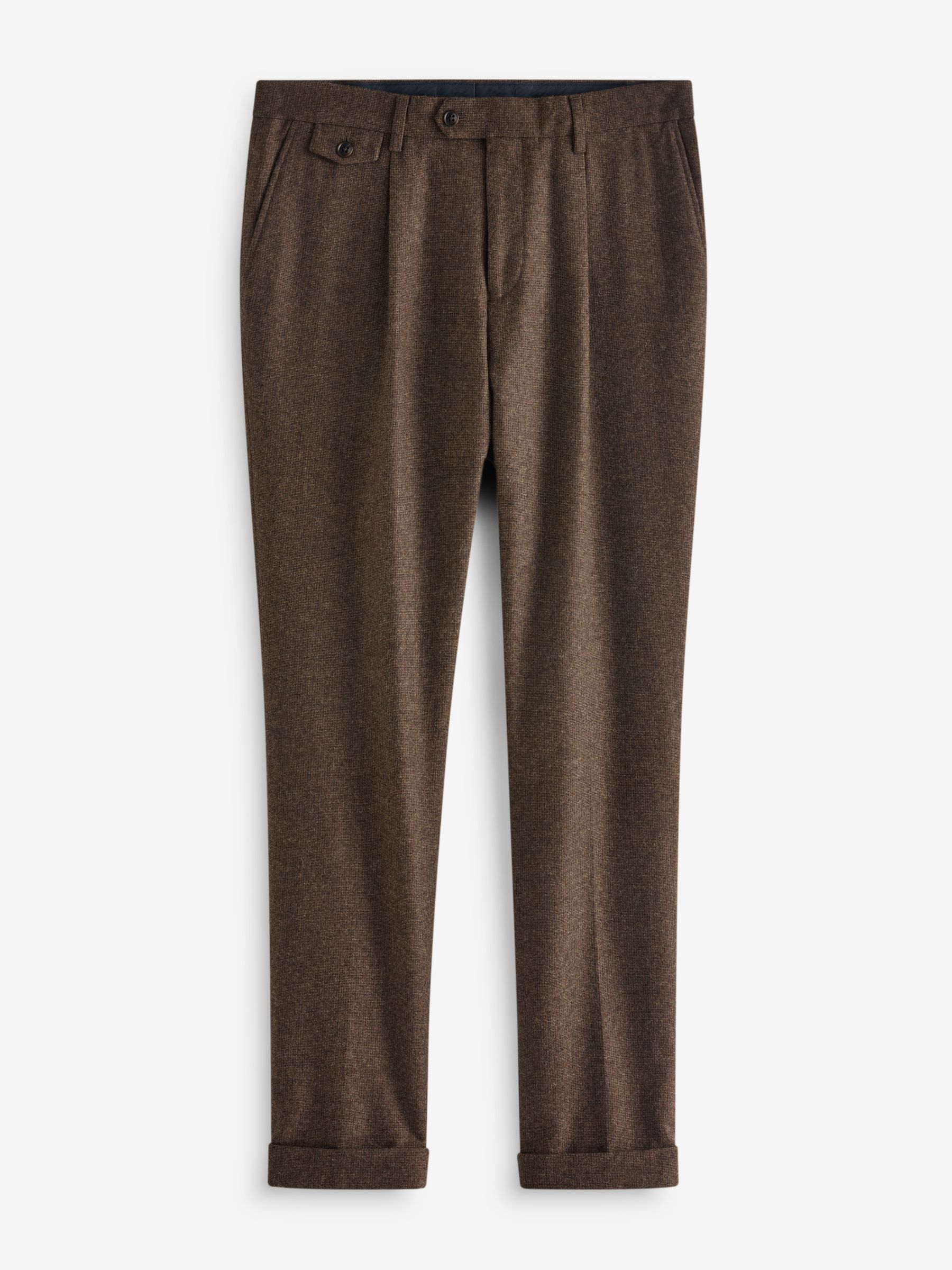 Brown Slim Fit Texture Suit Trousers - Image 8 of 10