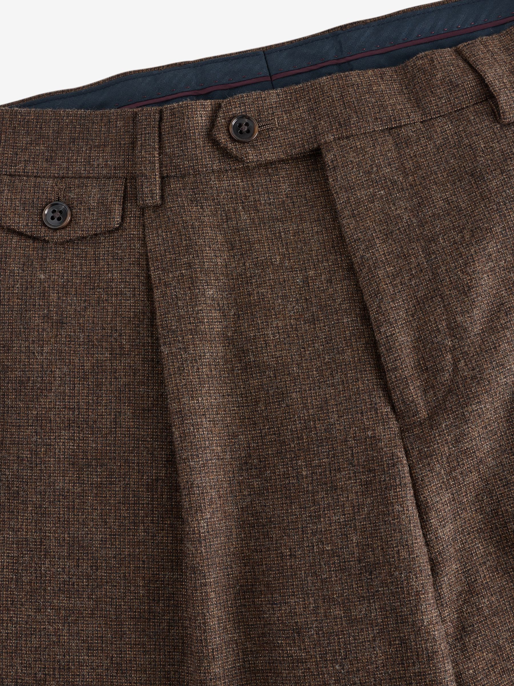 Brown Slim Fit Texture Suit Trousers - Image 9 of 10