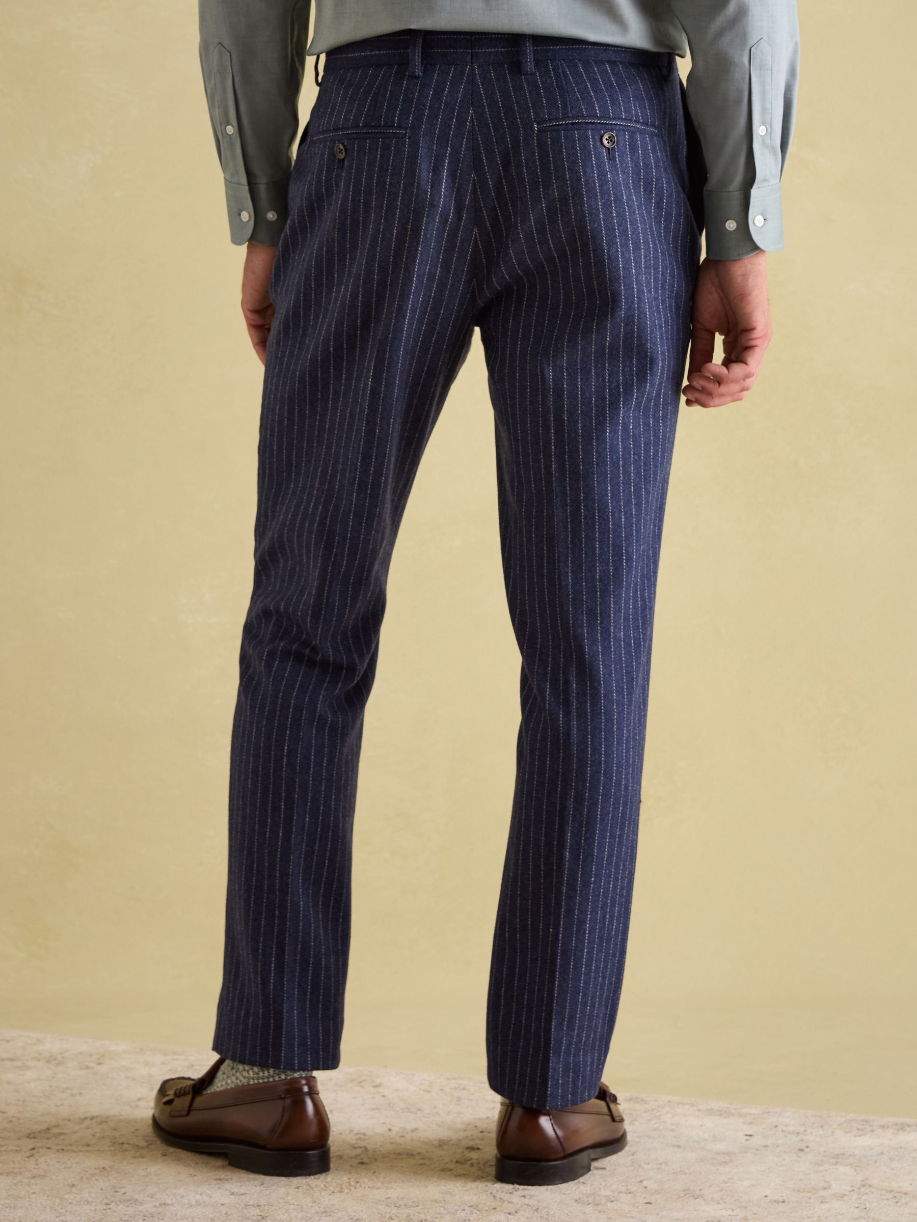 Navy Slim Fit Pinstripe Suit Trousers - Image 2 of 9