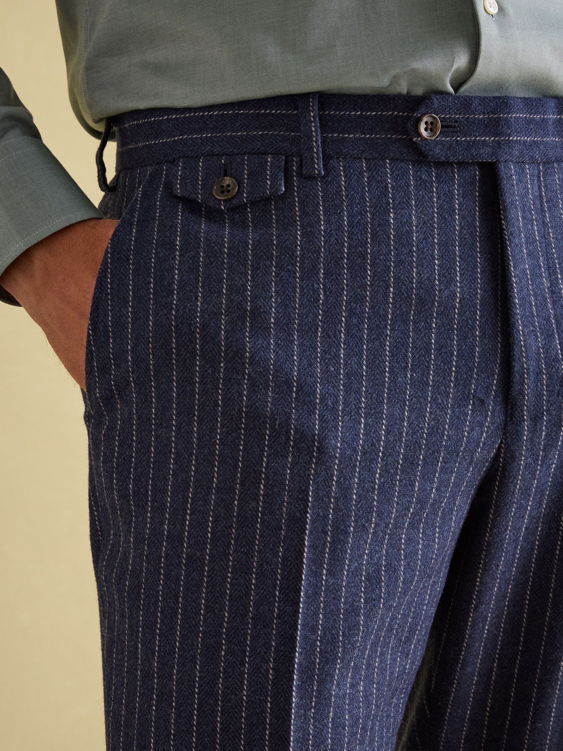 Navy Slim Fit Pinstripe Suit Trousers - Image 4 of 9