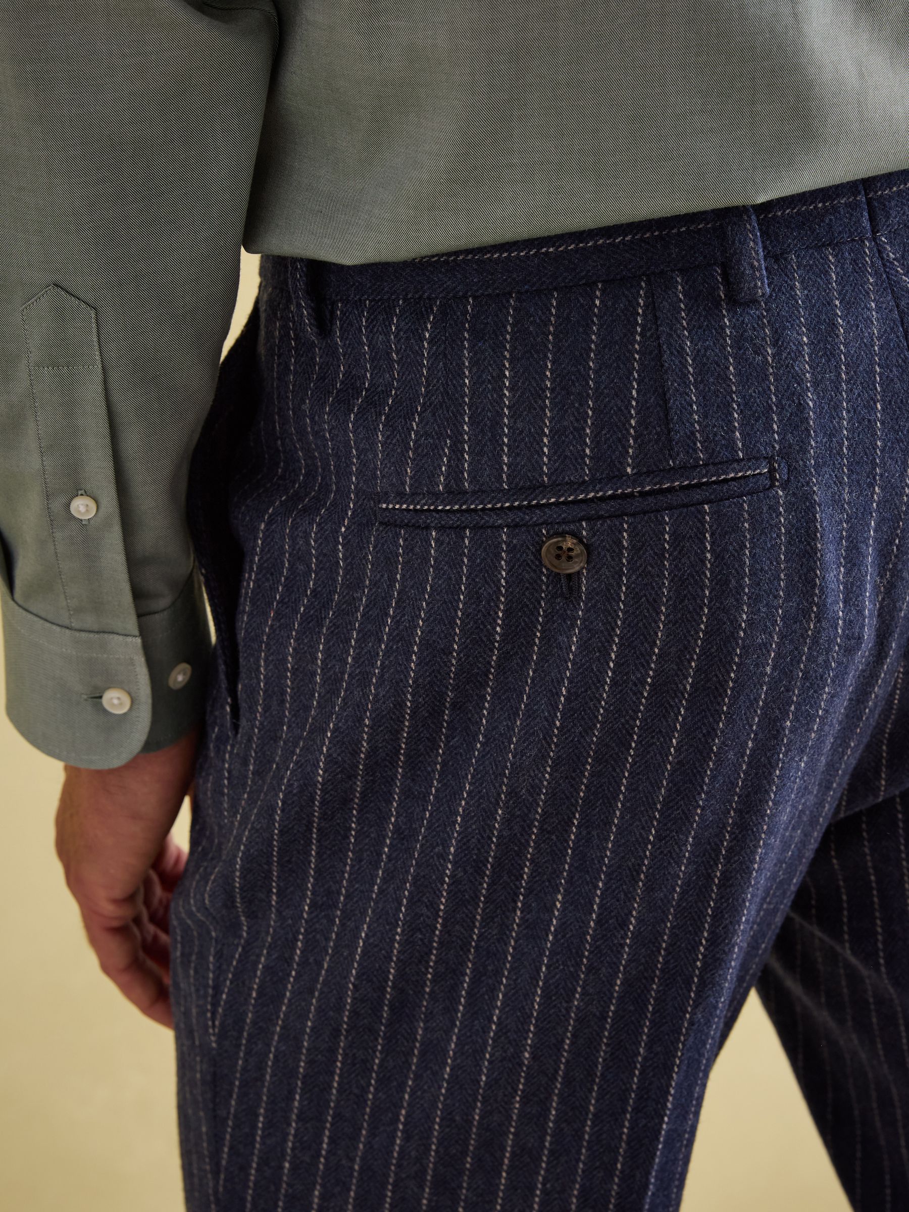 Navy Slim Fit Pinstripe Suit Trousers - Image 5 of 9