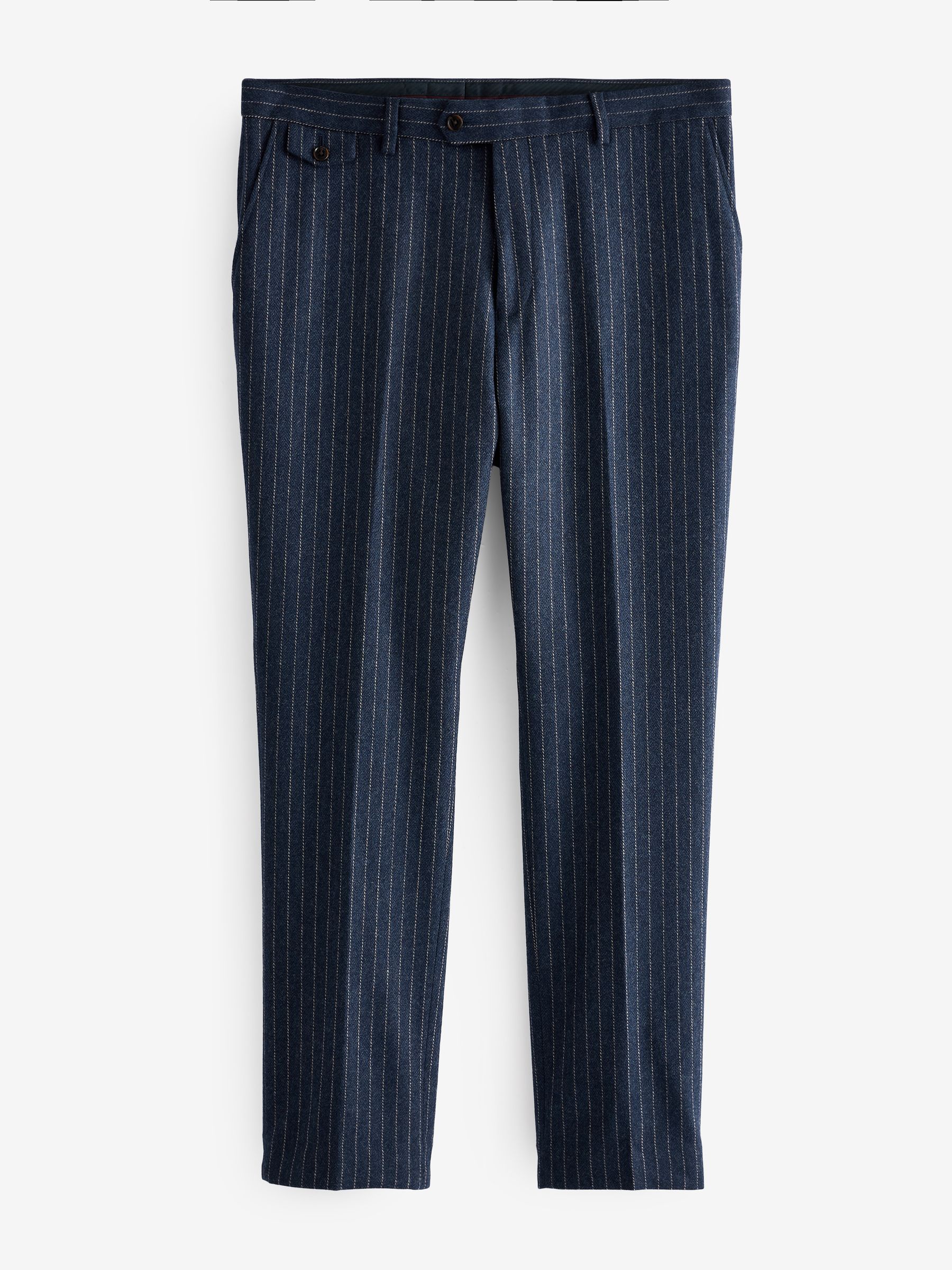 Navy Slim Fit Pinstripe Suit Trousers - Image 6 of 9
