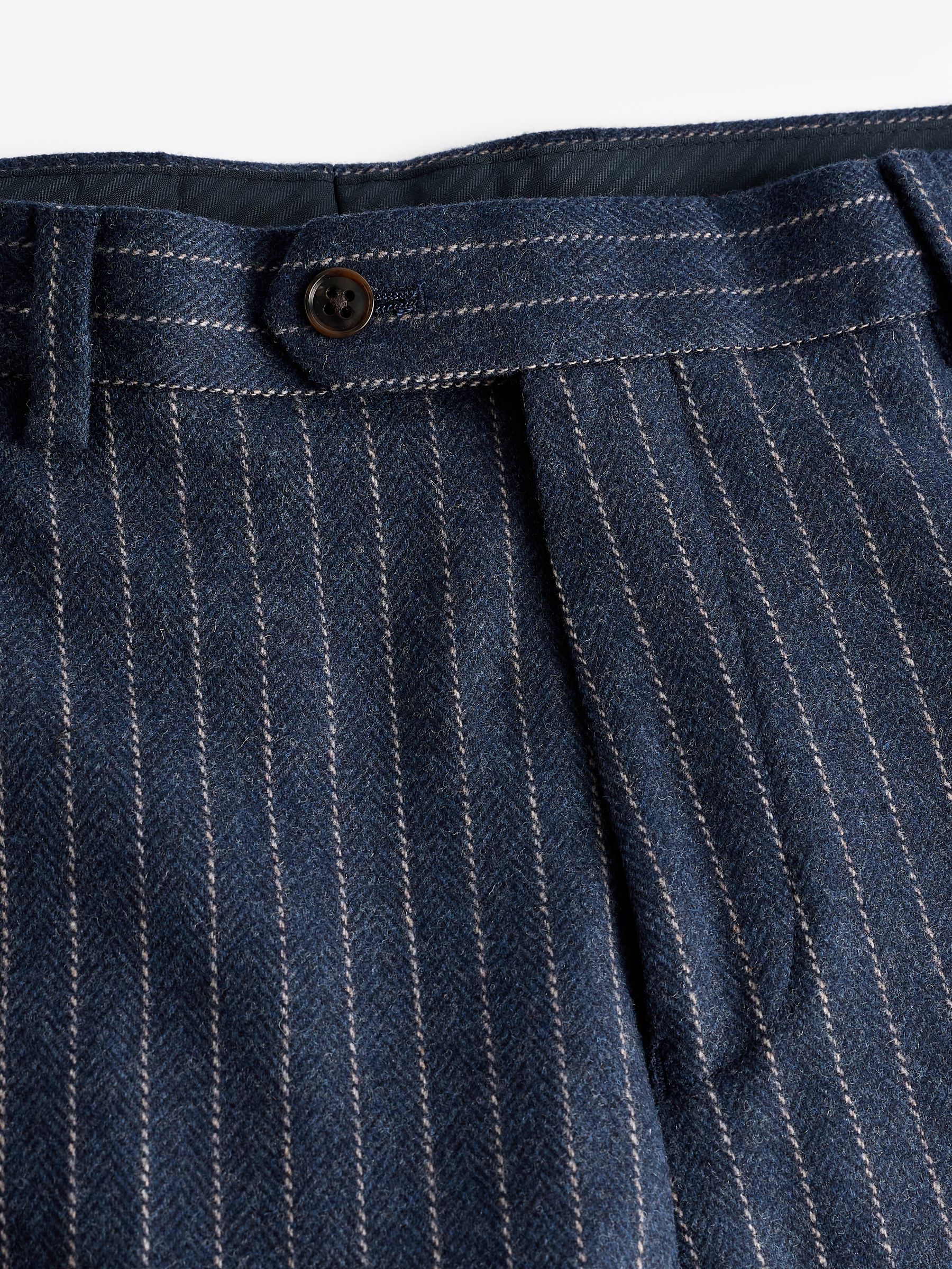 Navy Slim Fit Pinstripe Suit Trousers - Image 7 of 9