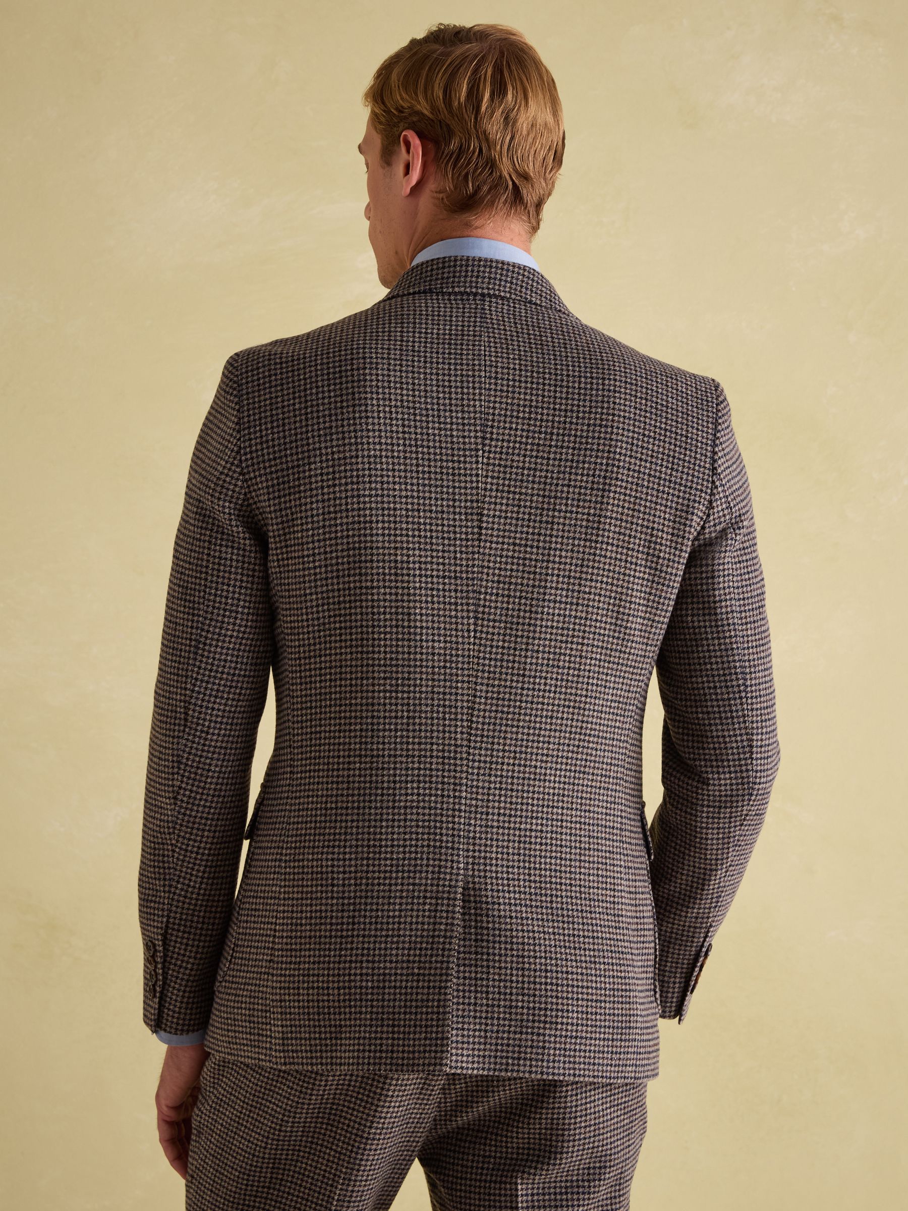 Brown Slim Fit Dogtooth Texture Suit Jacket - Image 2 of 9
