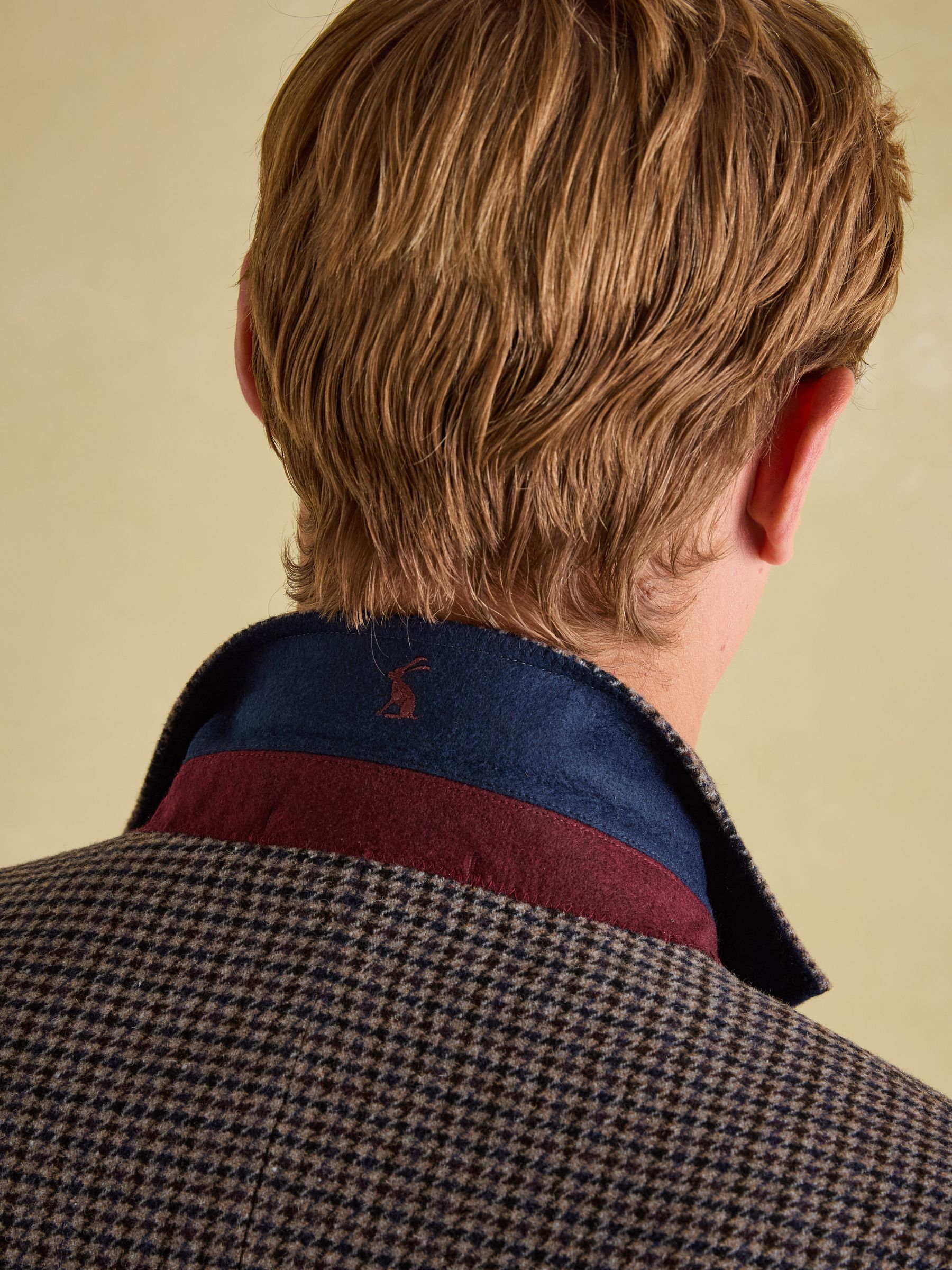 Brown Slim Fit Dogtooth Texture Suit Jacket - Image 3 of 9