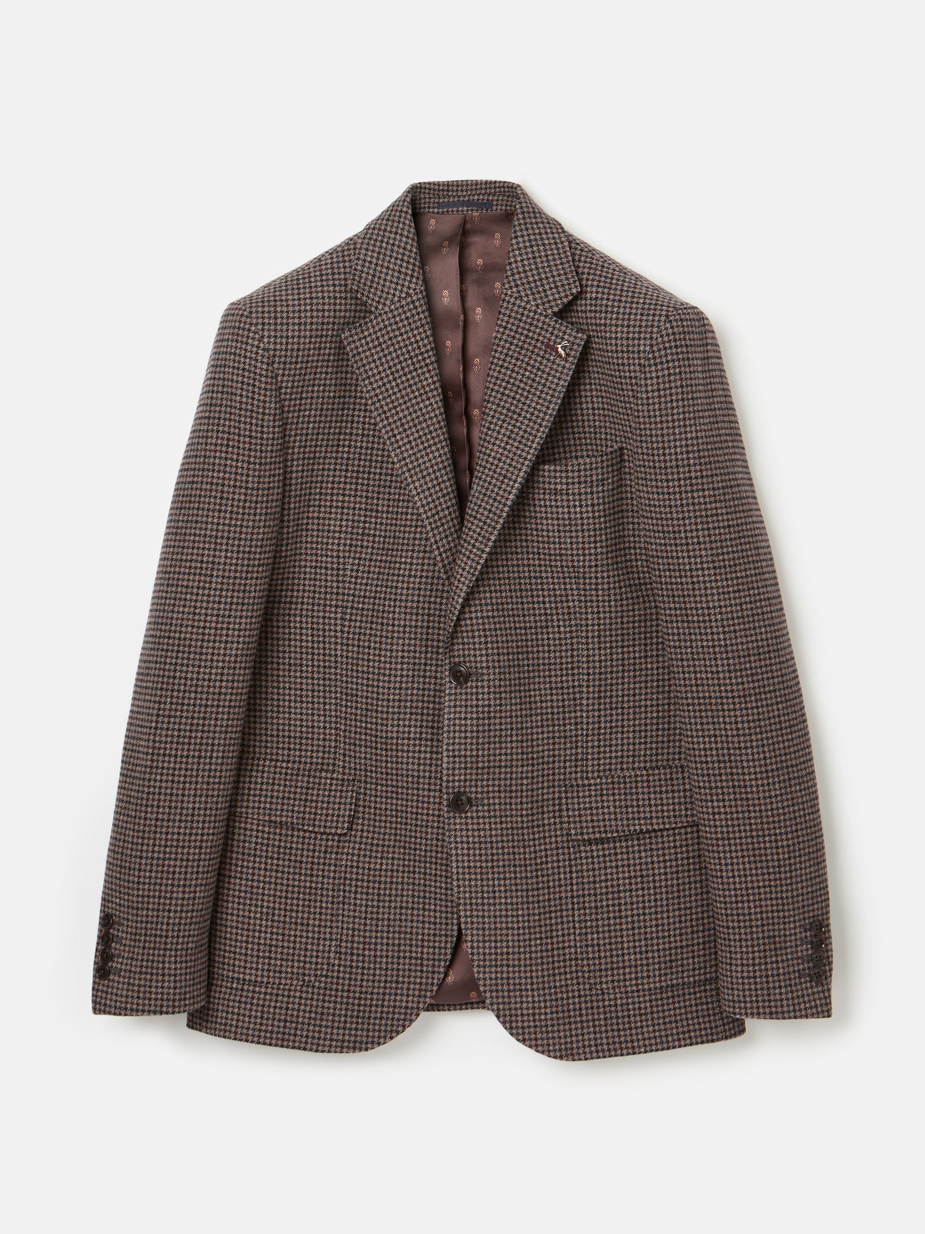 Brown Slim Fit Dogtooth Texture Suit Jacket - Image 5 of 9