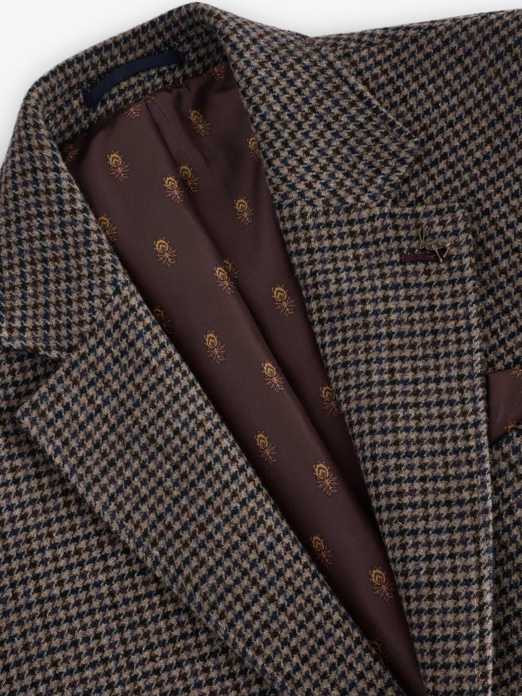 Brown Slim Fit Dogtooth Texture Suit Jacket - Image 6 of 9
