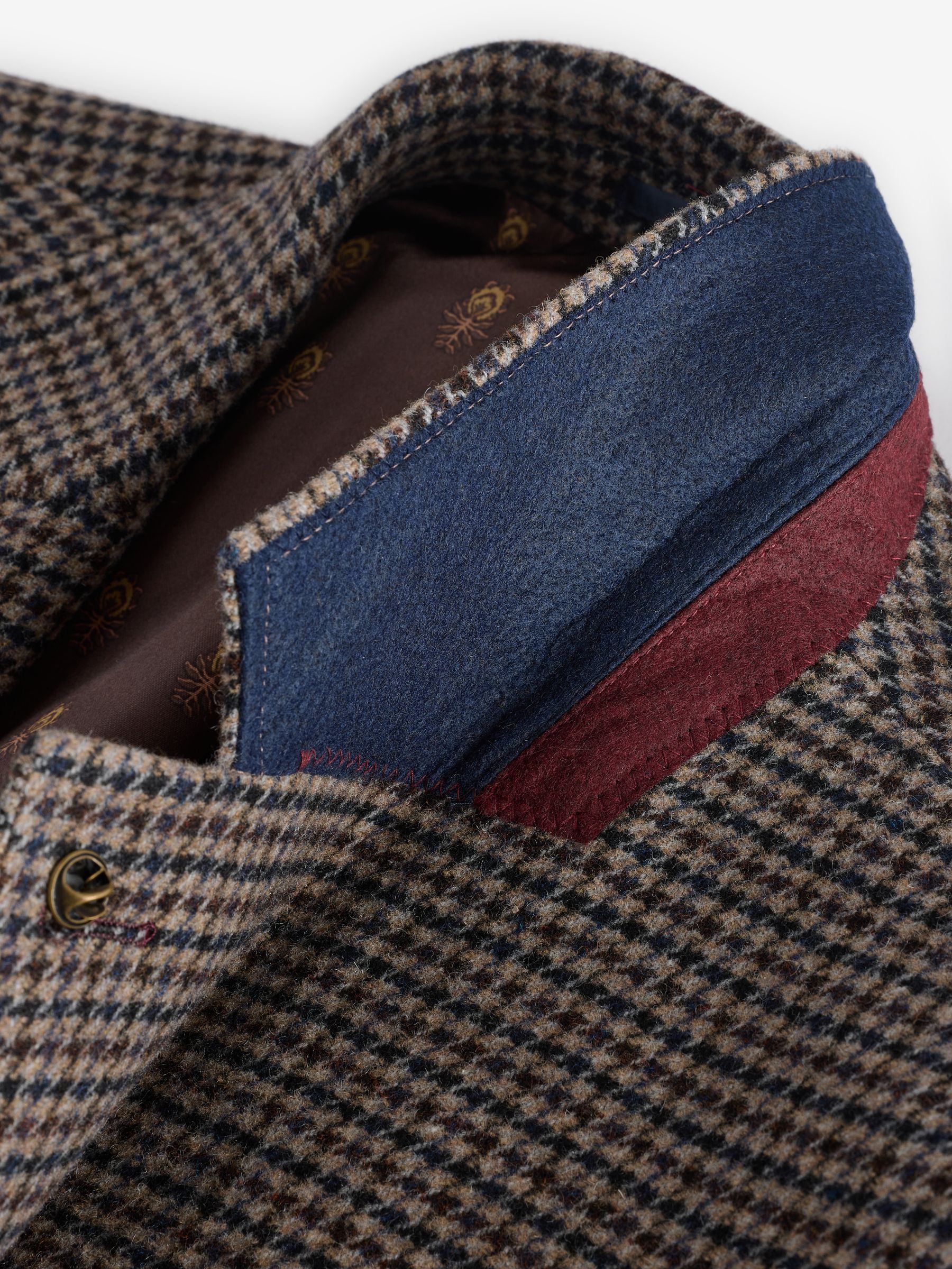 Brown Slim Fit Dogtooth Texture Suit Jacket - Image 8 of 9