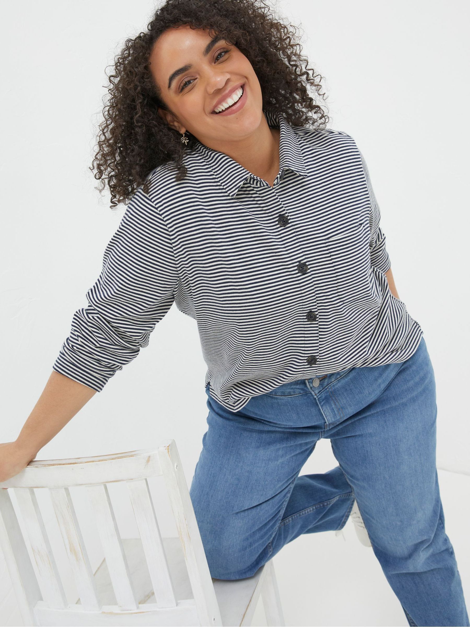 Jess Blue Stripe Jersey Shirt - Image 3 of 6