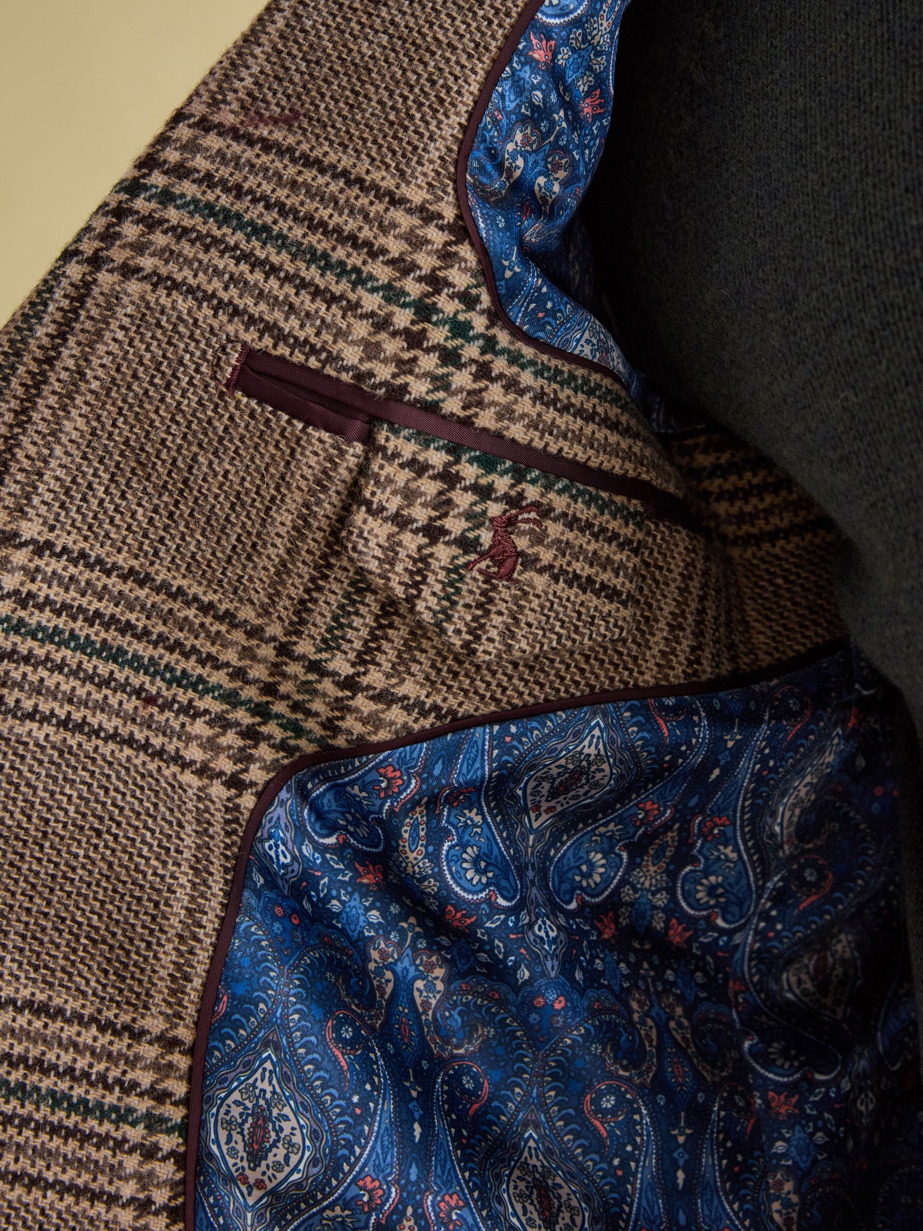 Taupe Brown Slim Fit Check Blazer - Image 11 of 11