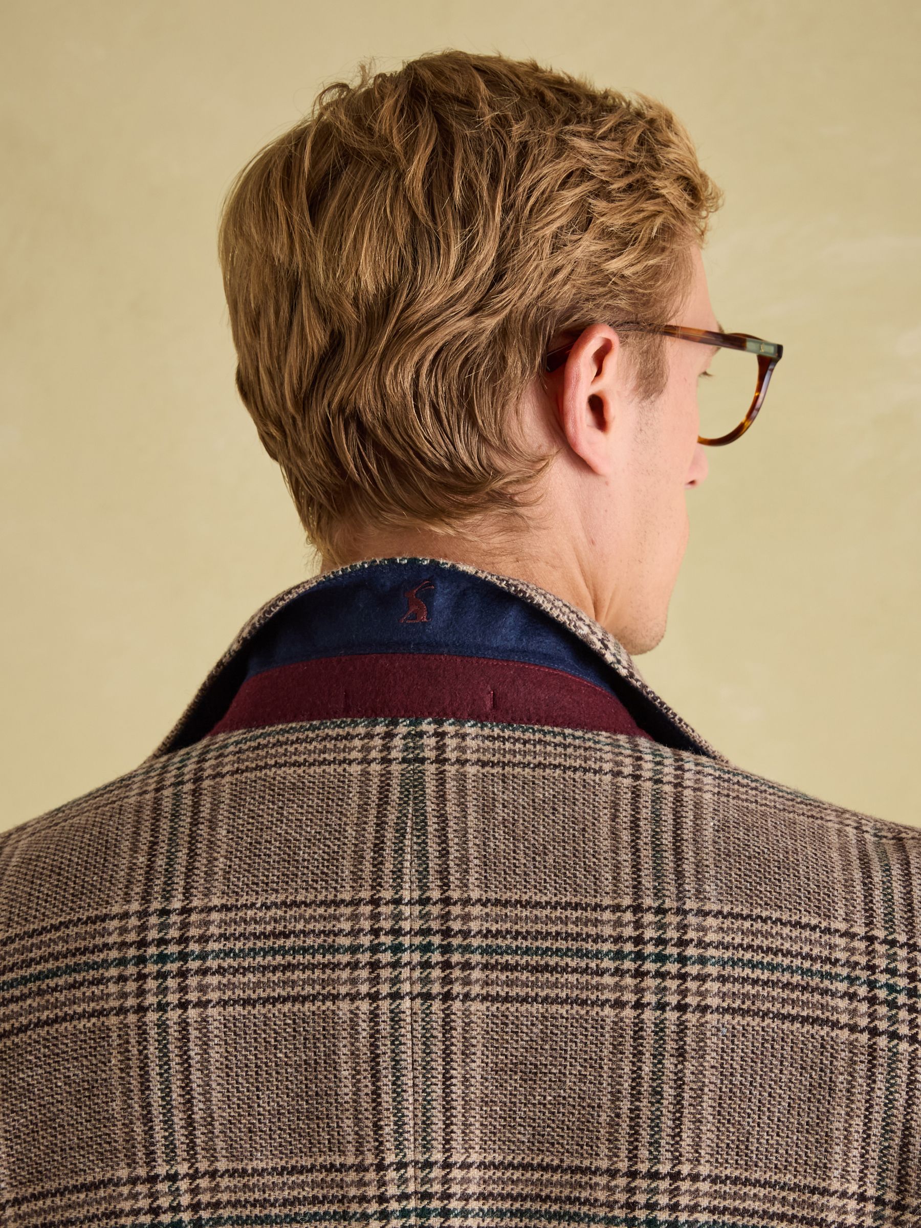 Taupe Brown Slim Fit Check Blazer - Image 5 of 11