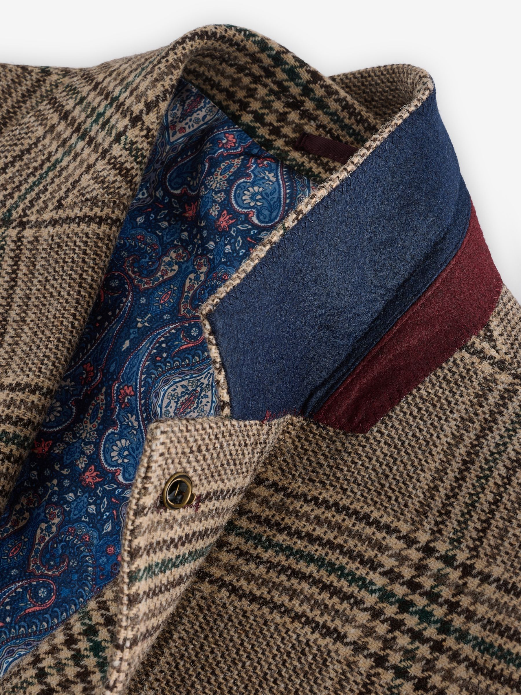 Taupe Brown Slim Fit Check Blazer - Image 8 of 11
