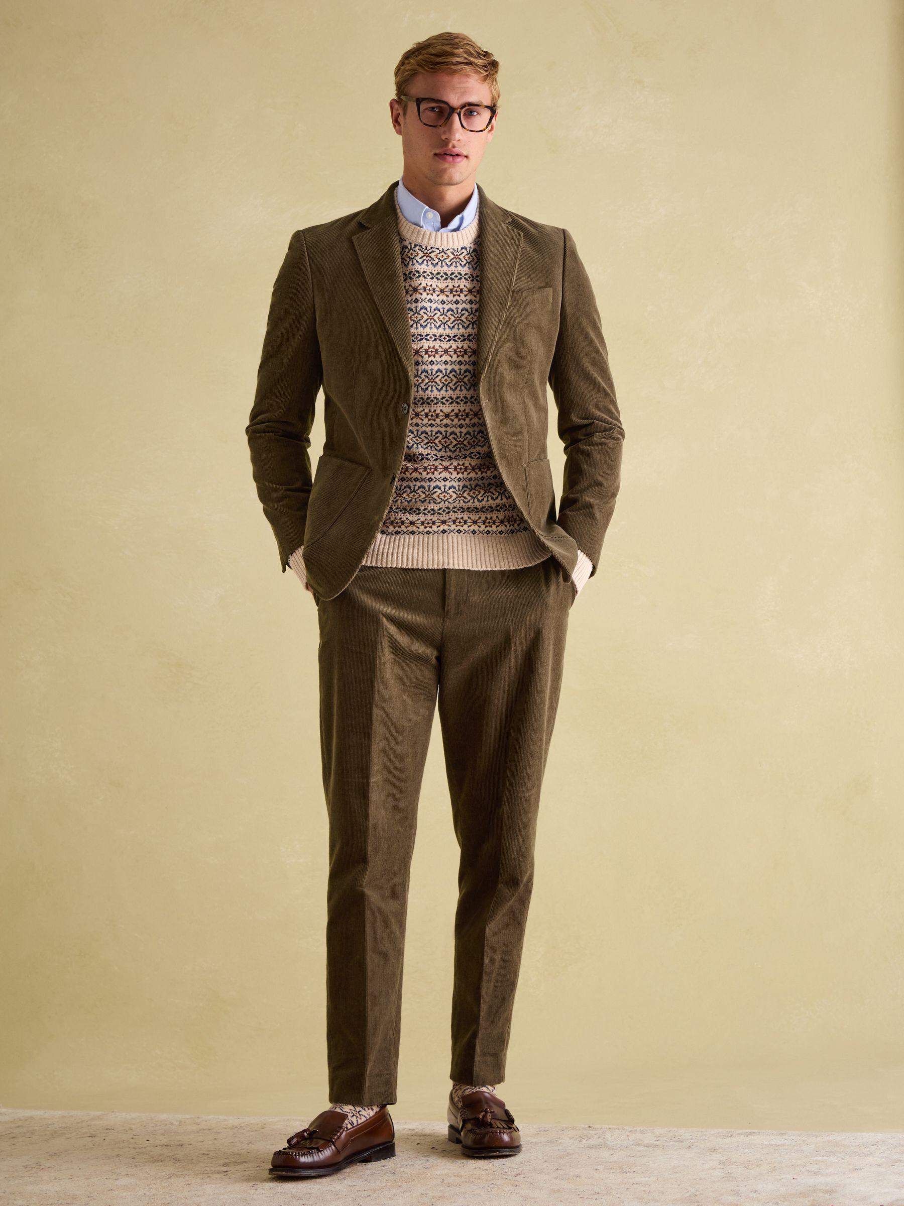 Green Corduroy Slim Fit Suit Jacket - Image 3 of 8