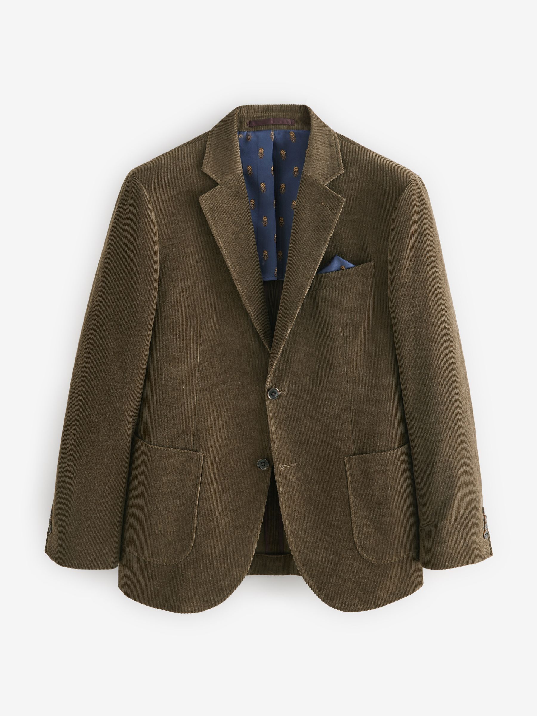 Green Corduroy Slim Fit Suit Jacket - Image 5 of 8