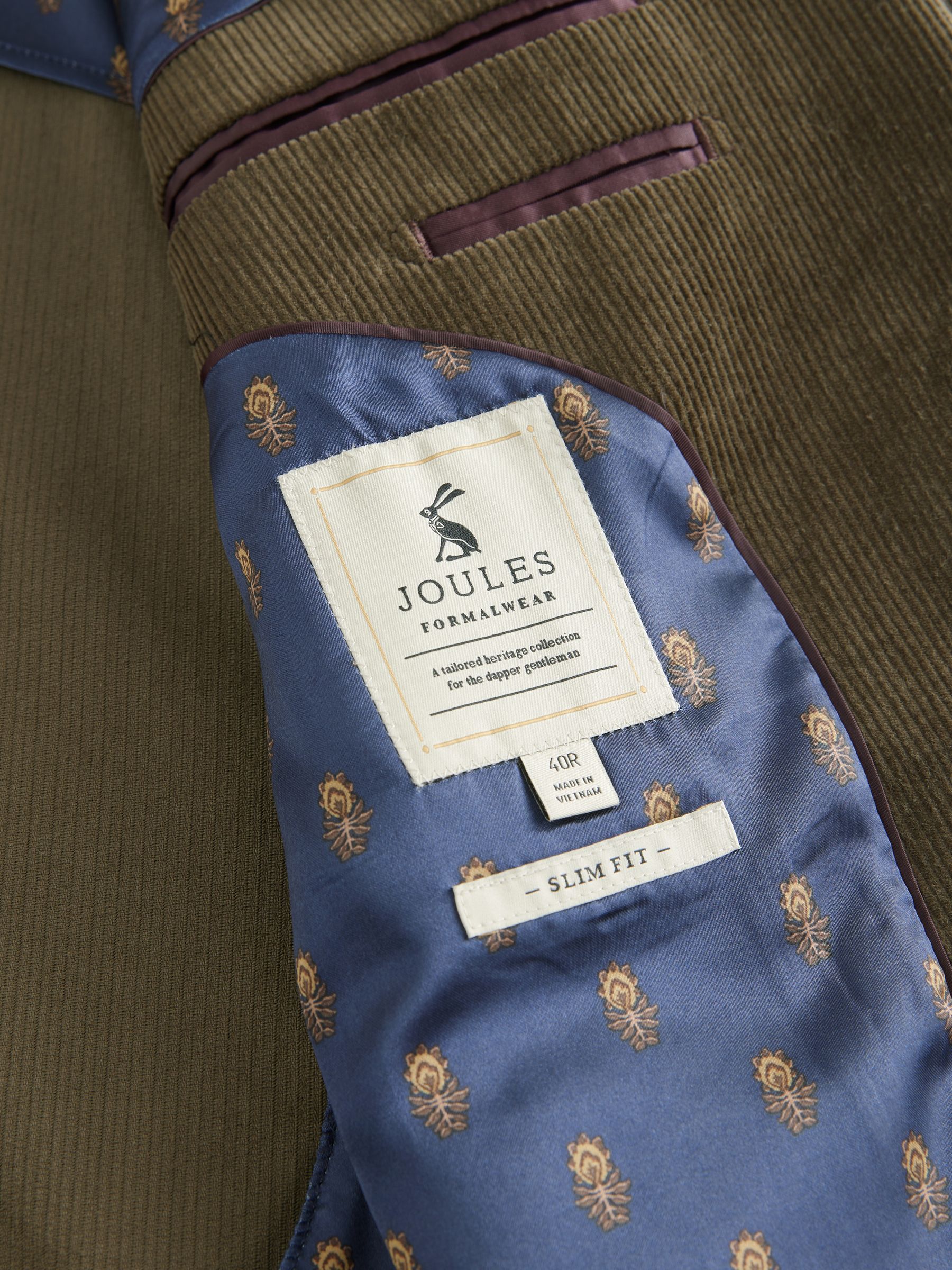 Green Corduroy Slim Fit Suit Jacket - Image 6 of 8