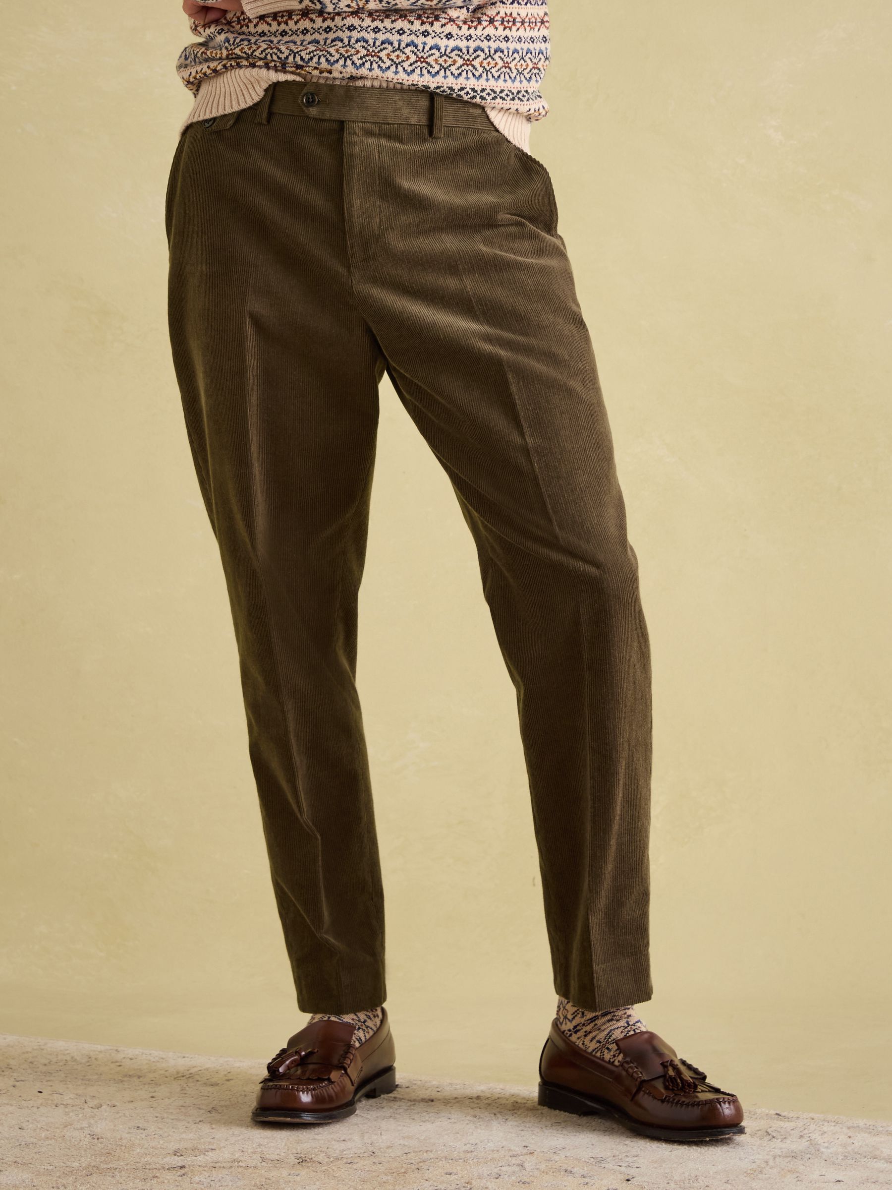 Green Corduroy Slim Fit Suit Trousers - Image 1 of 9