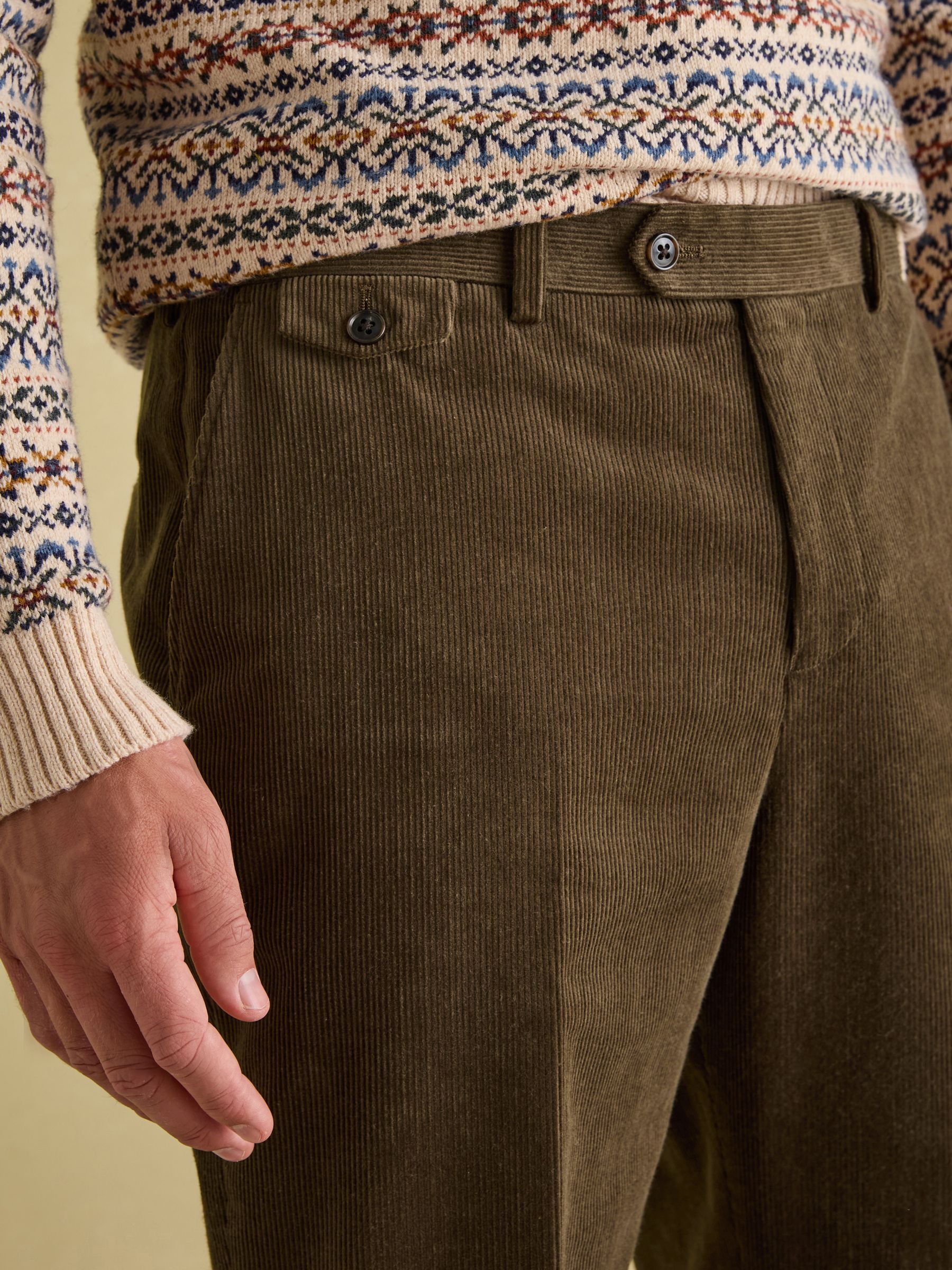 Green Corduroy Slim Fit Suit Trousers - Image 3 of 9