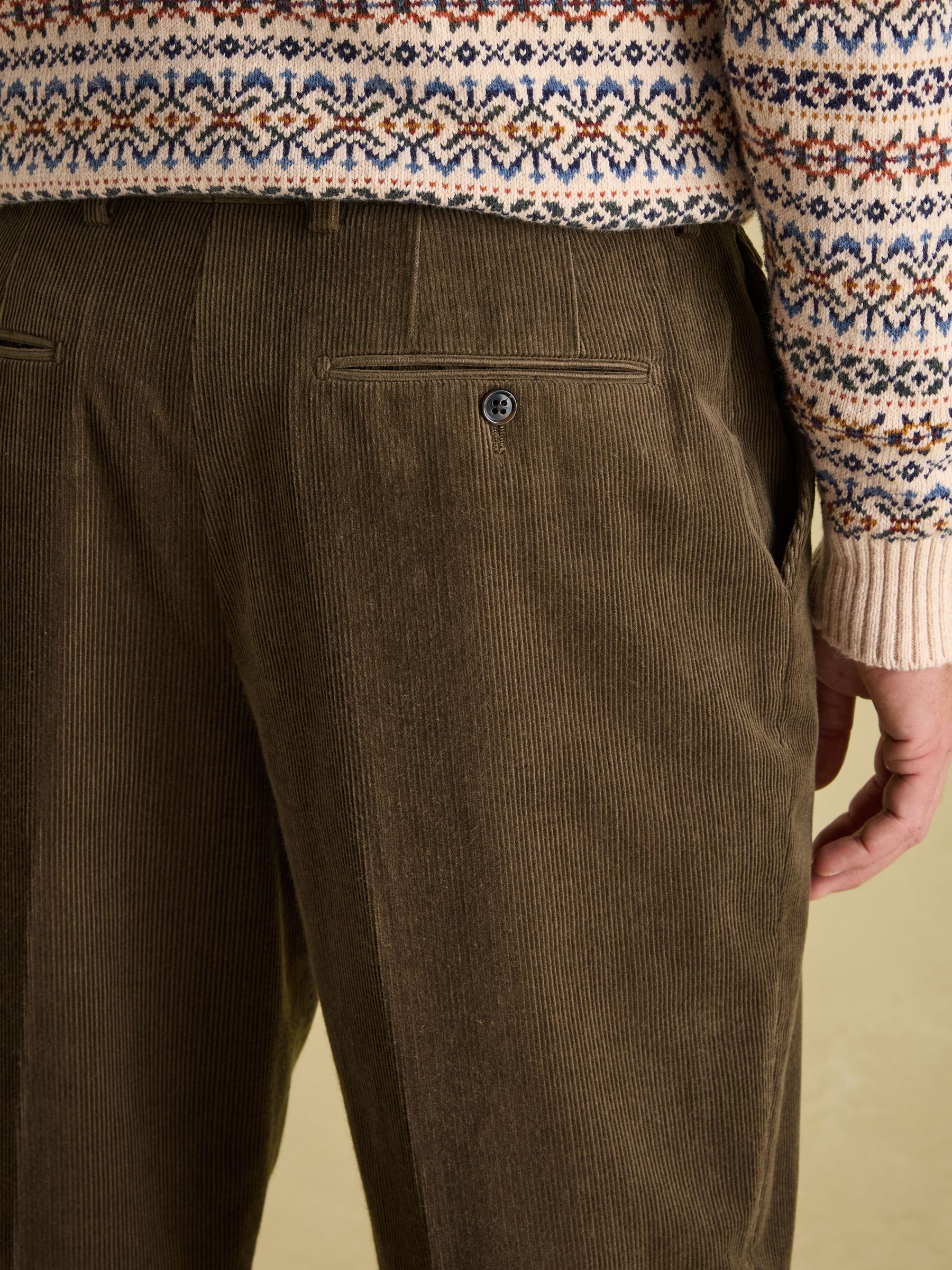 Green Corduroy Slim Fit Suit Trousers - Image 4 of 9