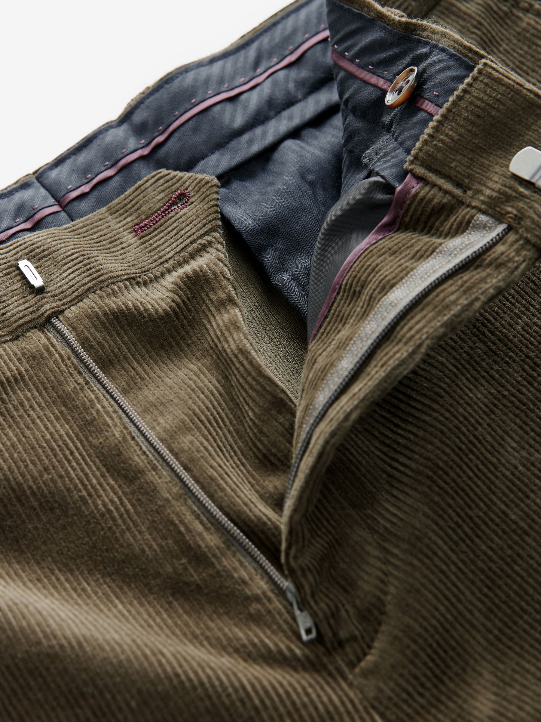 Green Corduroy Slim Fit Suit Trousers - Image 6 of 9