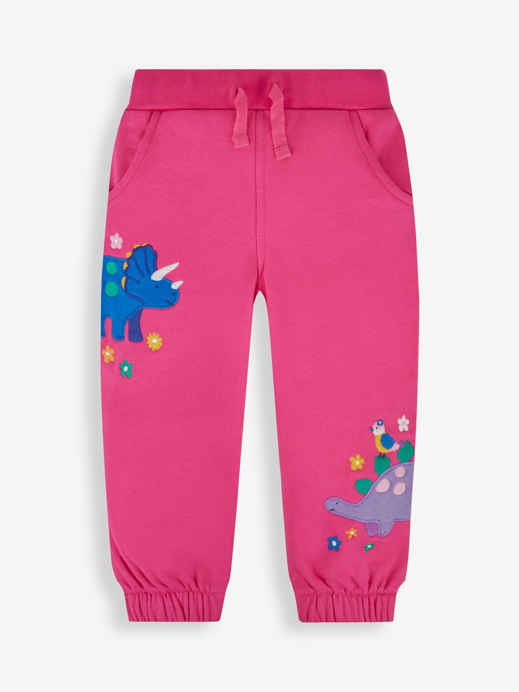 Raspberry Pink Dino Appliqué With Pet In Pocket Joggers - Image 1 of 6