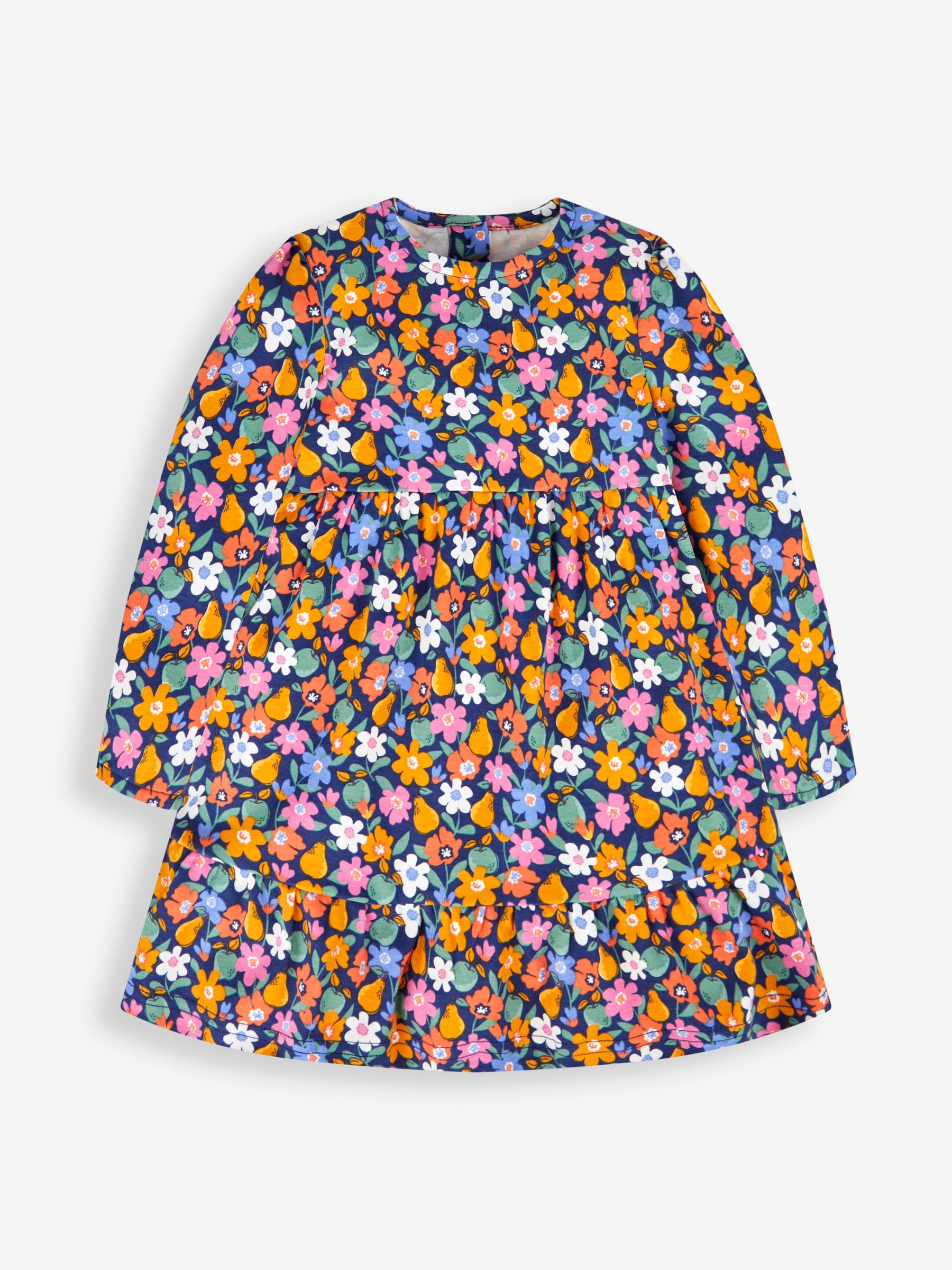 Navy Girls' Orchard Floral Fruit Tiered Dress - Image 1 of 3