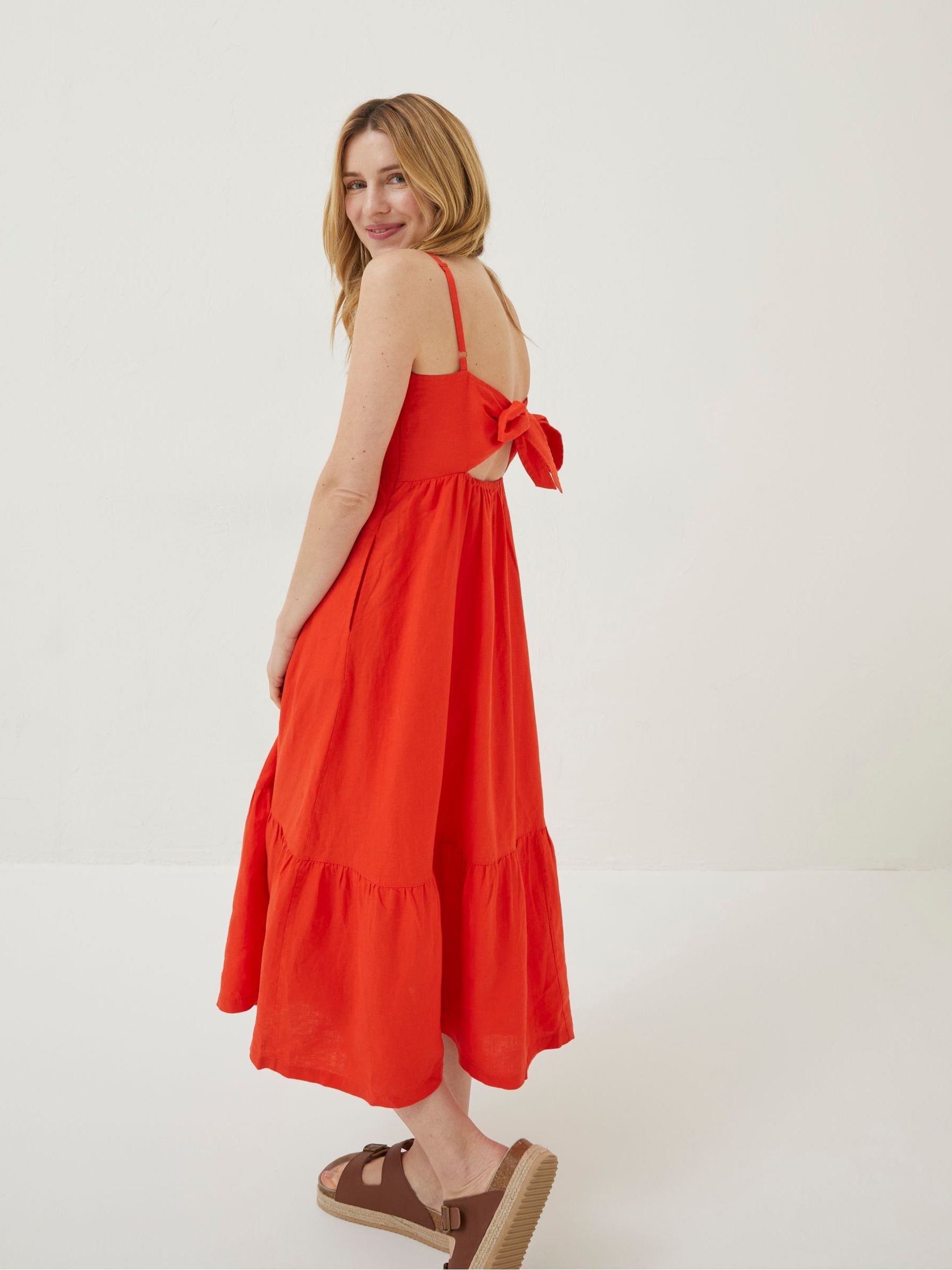 Red Julien Linen Midi Dress - Image 2 of 5