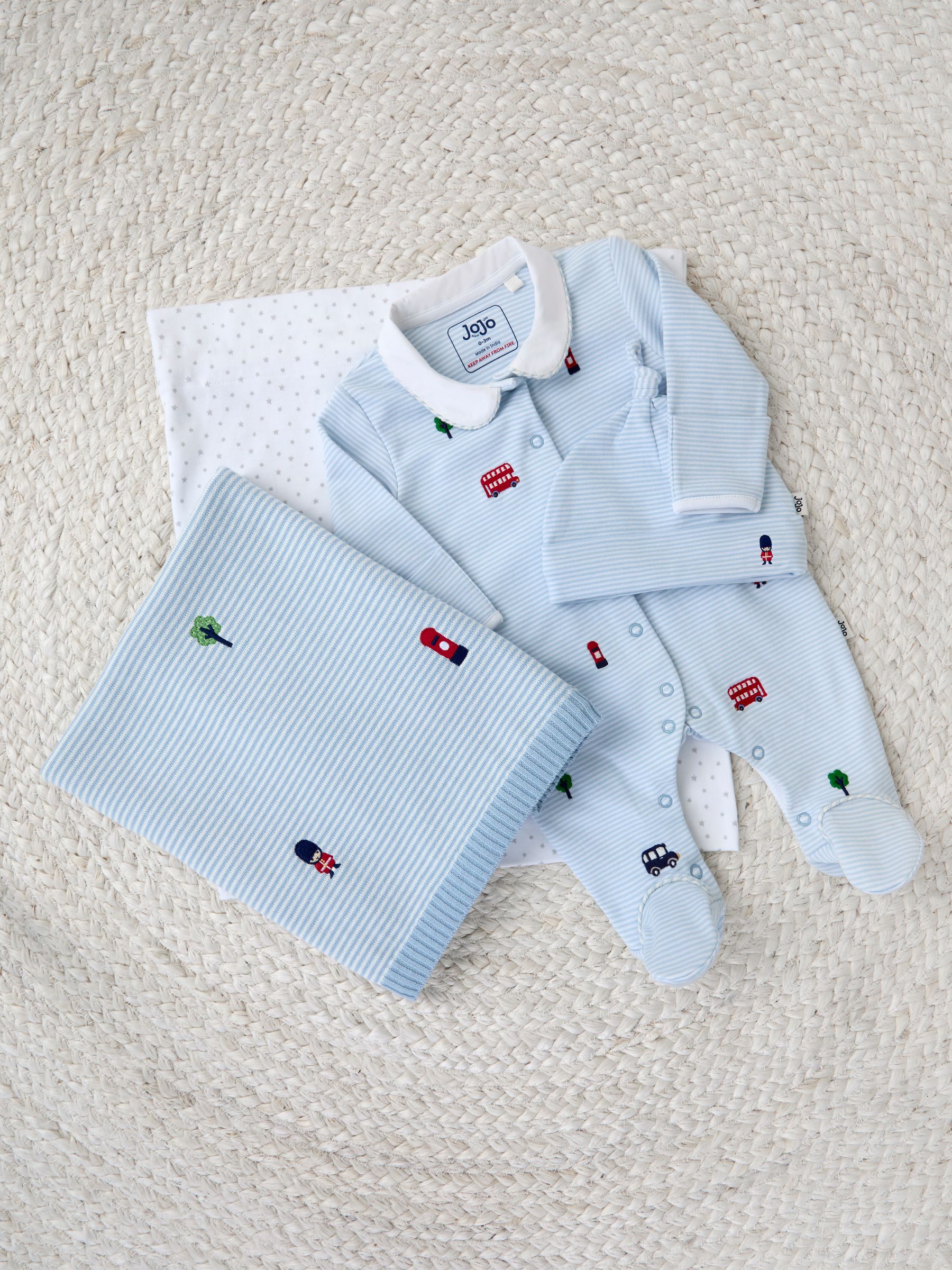 London Embroidered Sleepsuit & Shawl Baby Giftset (0-3 months) - Image 1 of 4