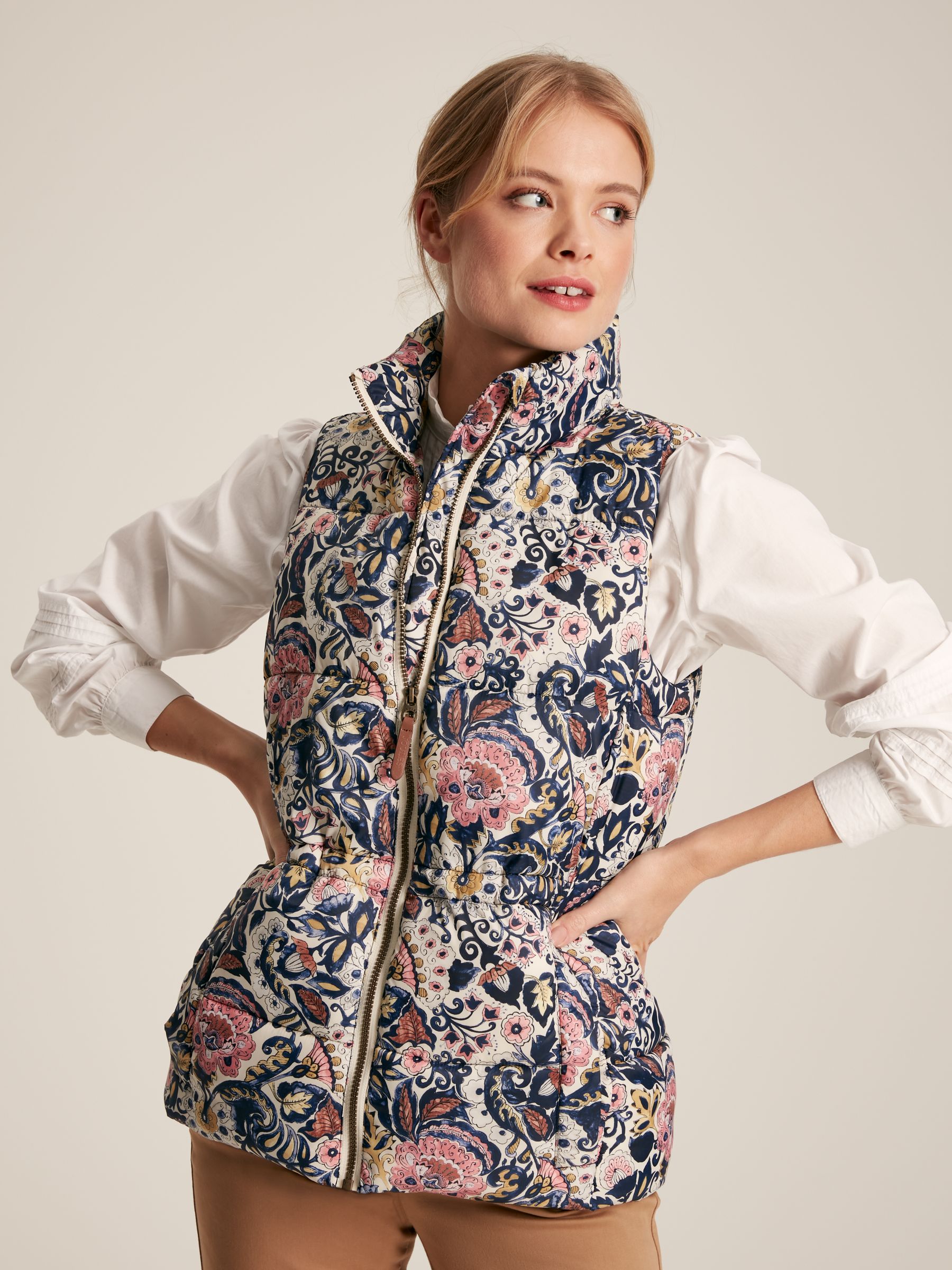 Upperton Blue Paisley Print Showerproof Padded Gilet - Image 1 of 8