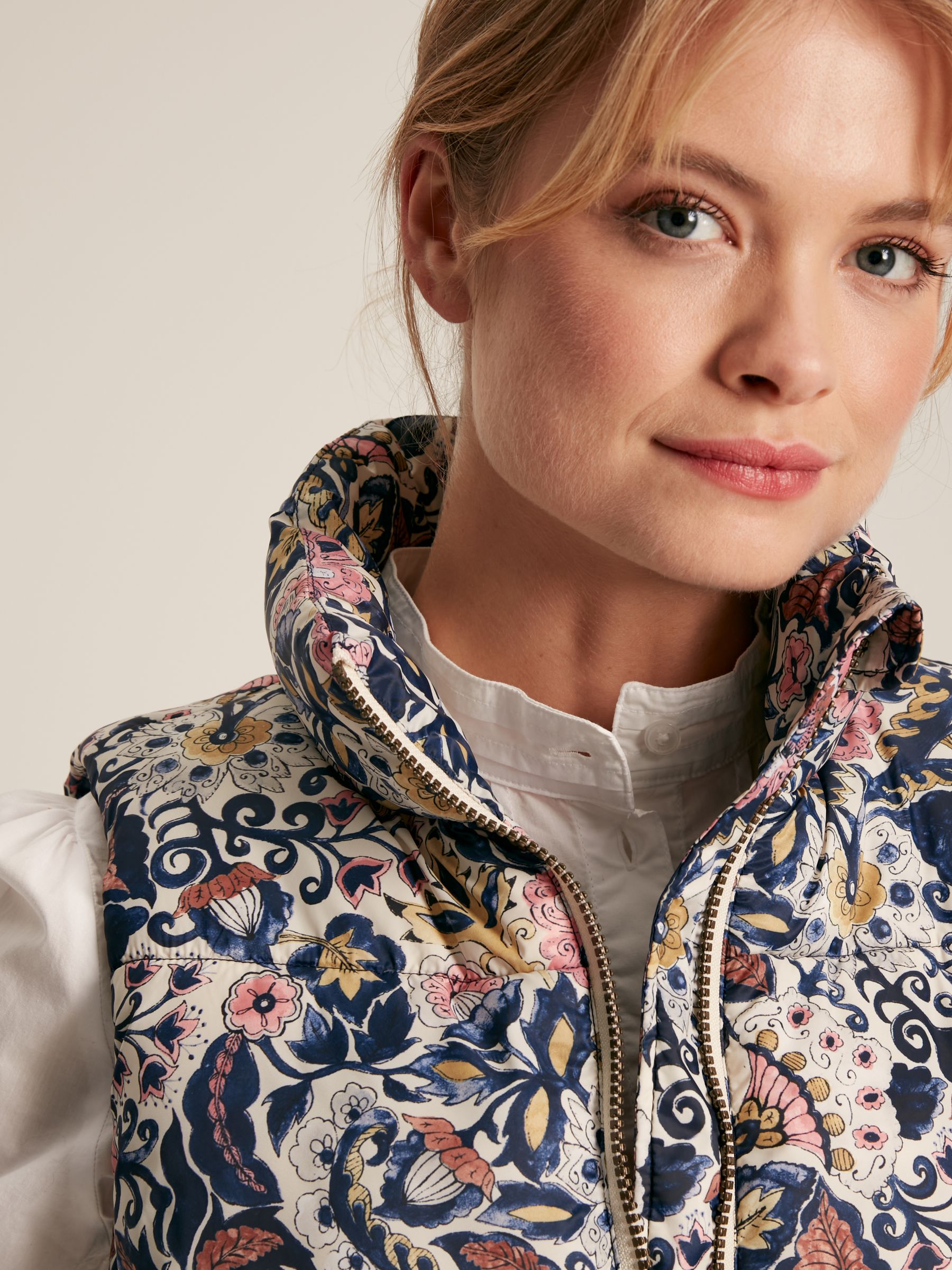 Upperton Blue Paisley Print Showerproof Padded Gilet - Image 5 of 8