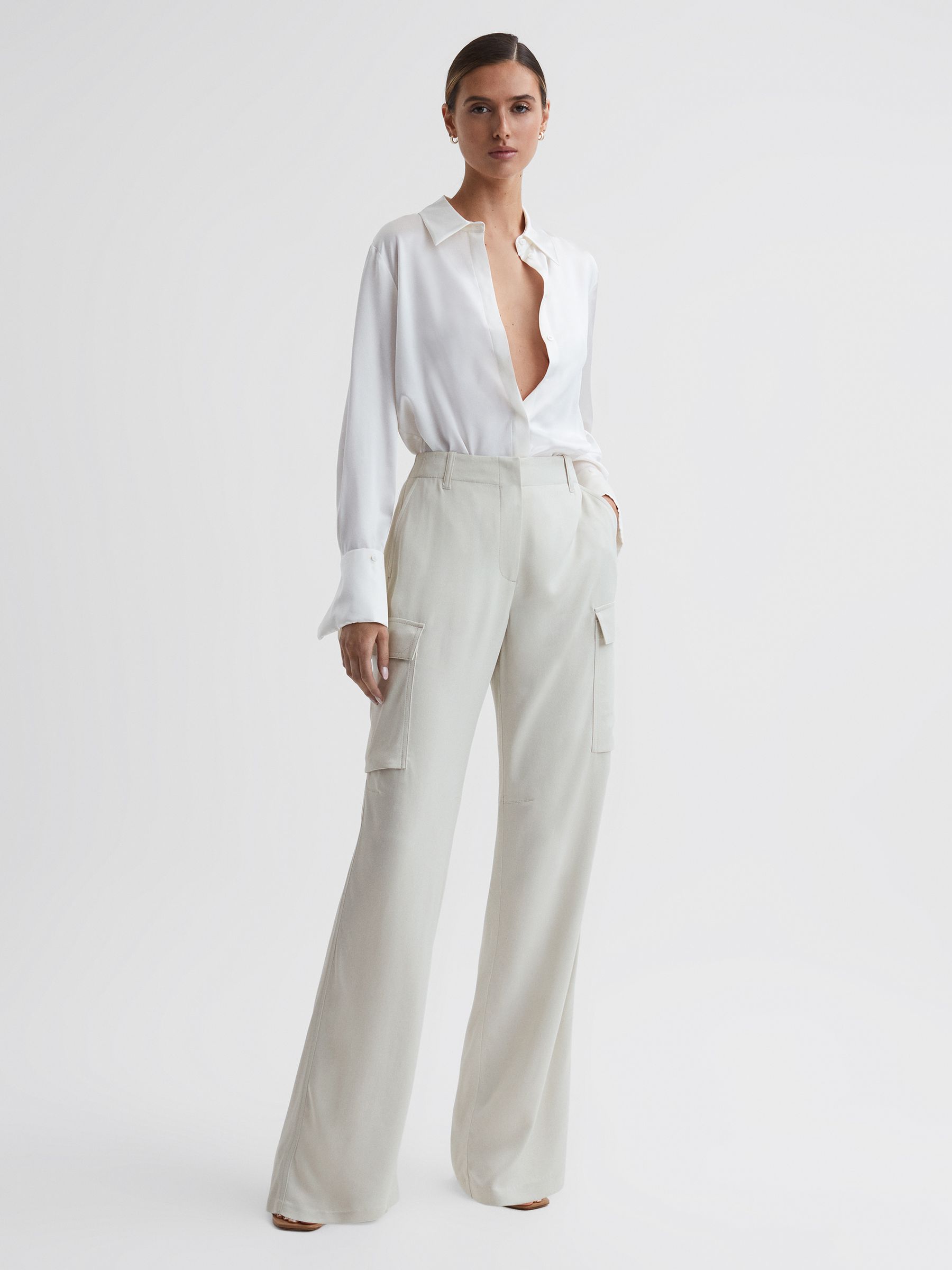 Wide Leg Combat Trousers in Neutral - Image 1 of 5
