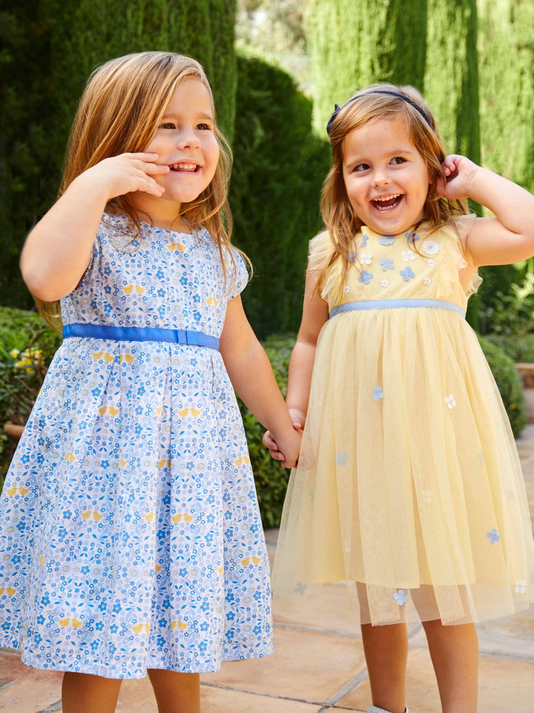 Yellow Floral Tulle Pretty Party Dress - Image 2 of 7