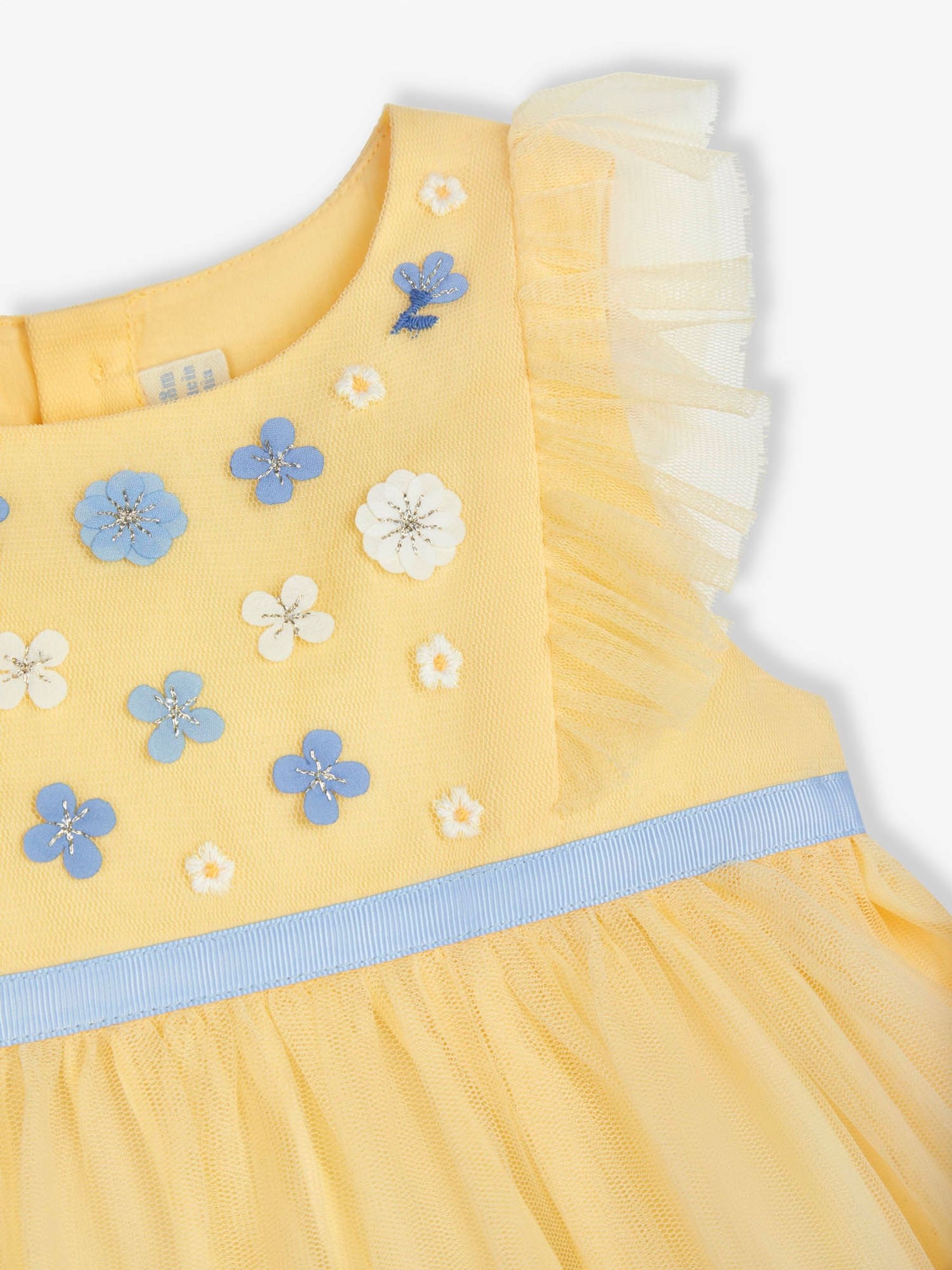 Yellow Floral Tulle Pretty Party Dress - Image 7 of 7