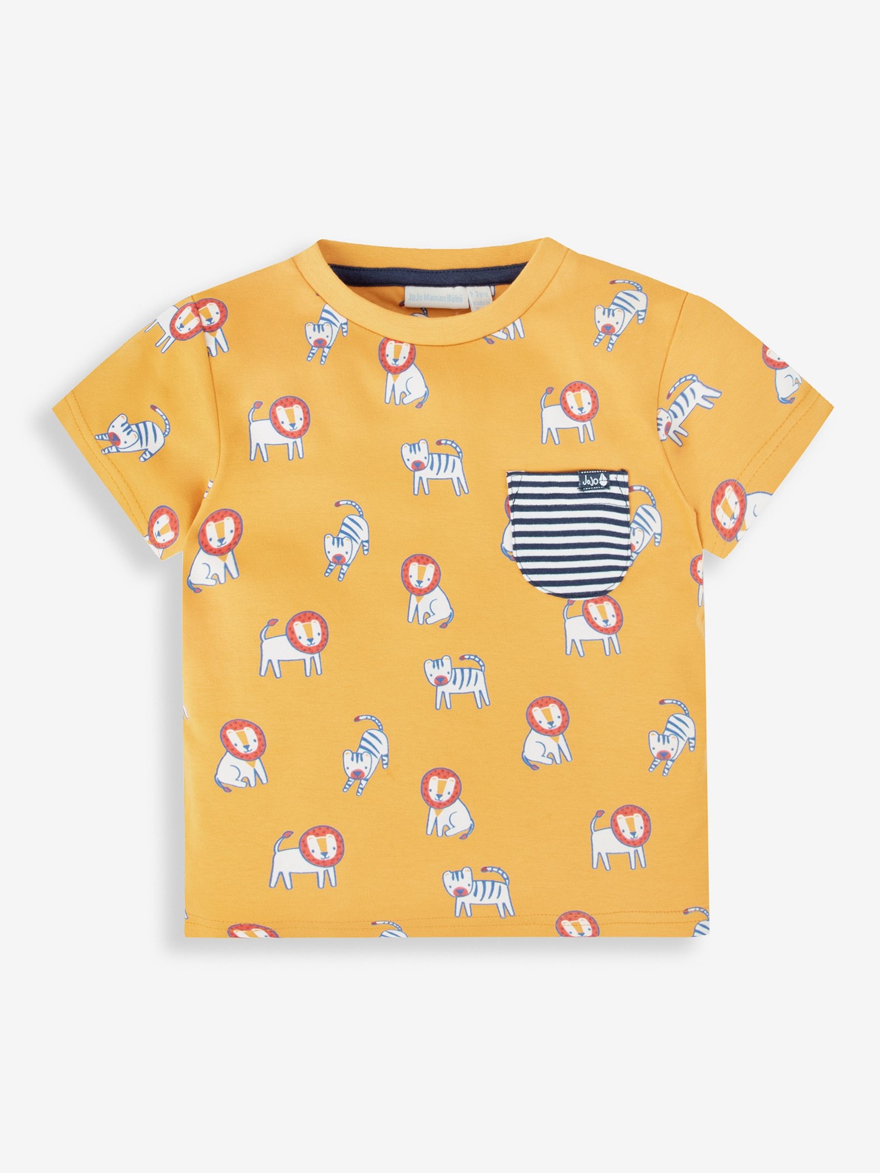 Mustard Lion & Tiger Print Pocket T-Shirt - Image 1 of 5
