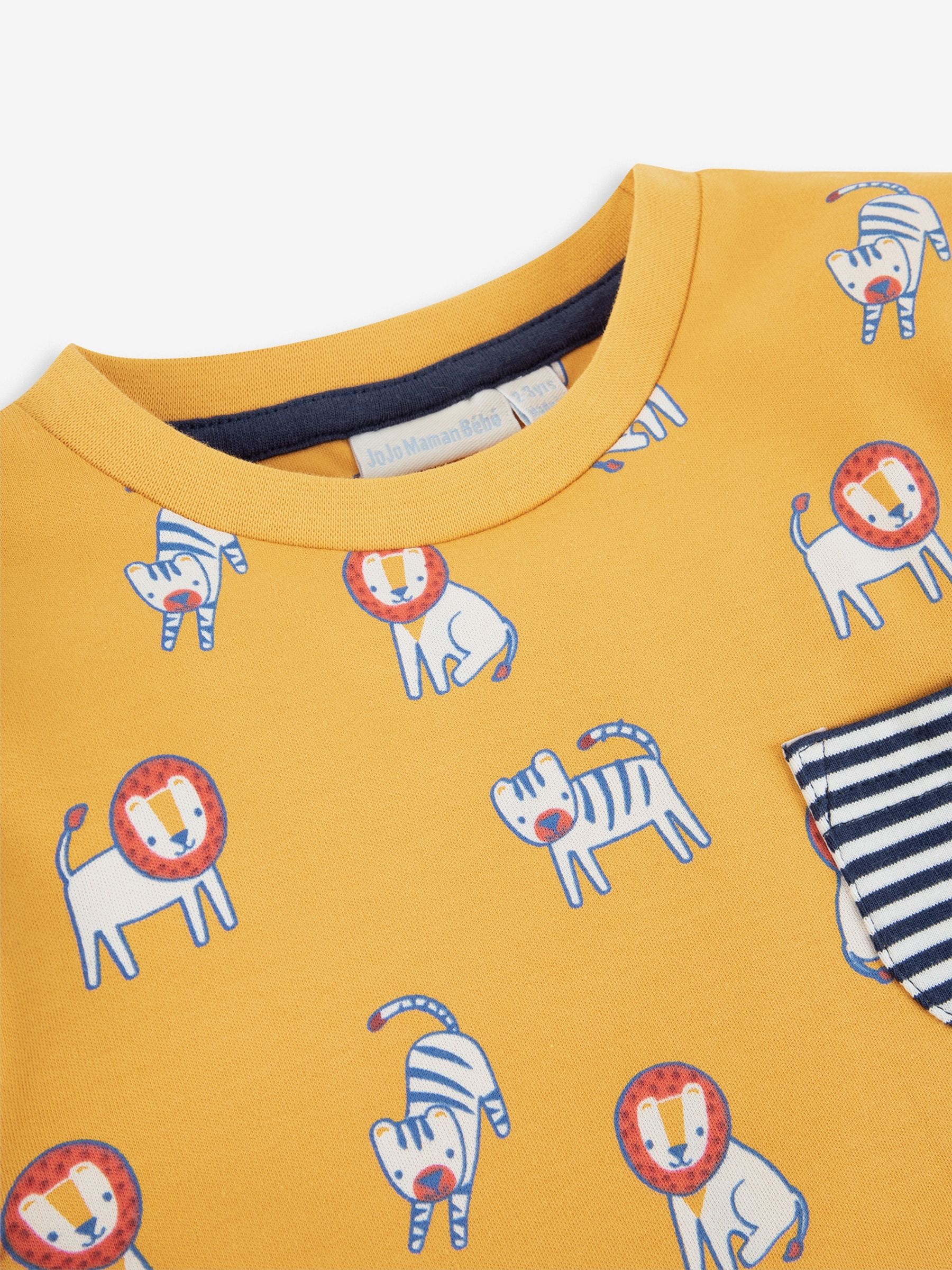 Mustard Lion & Tiger Print Pocket T-Shirt - Image 2 of 5