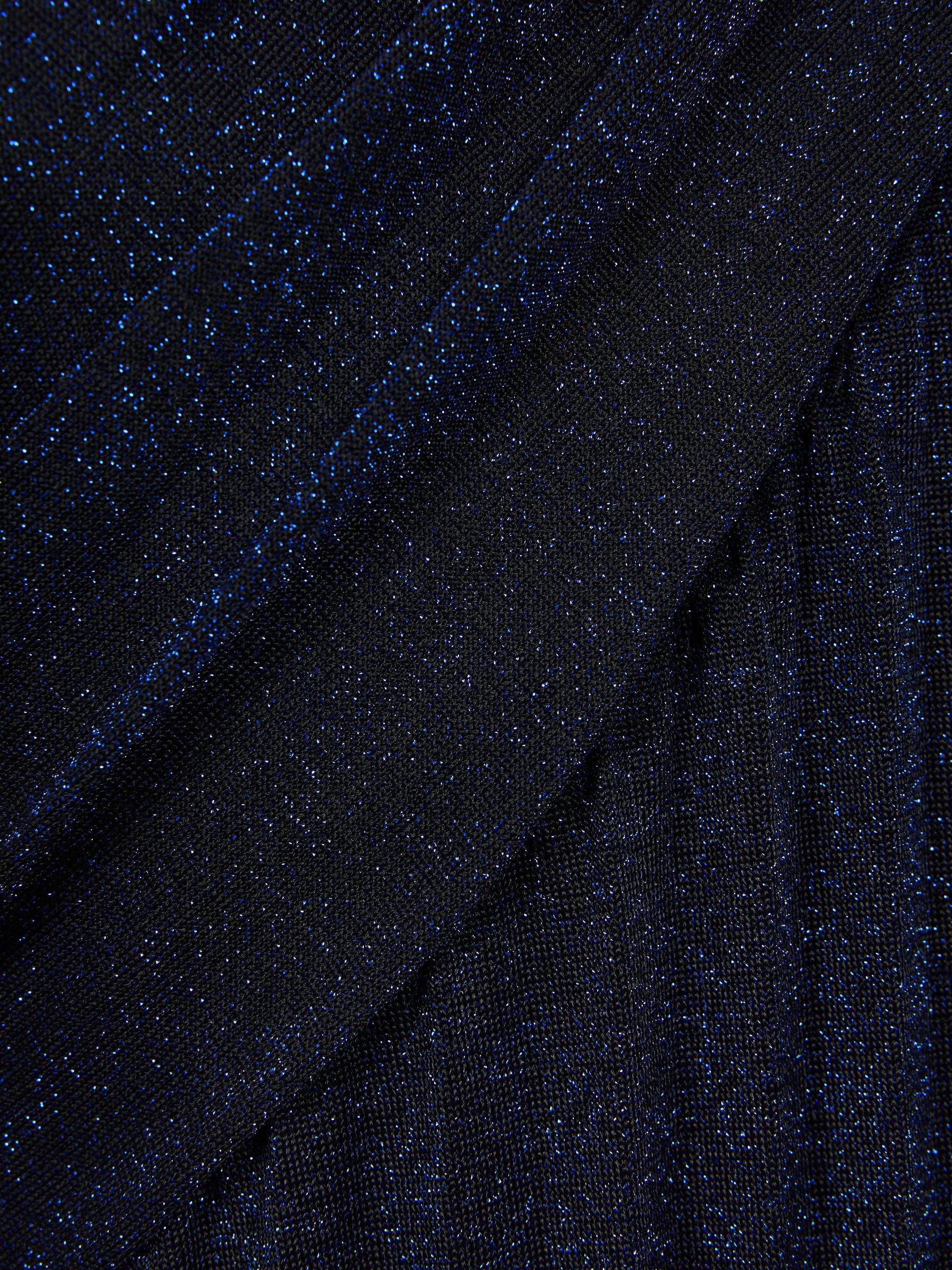 Halston Pleated One-Shoulder Maxi Dress in Navy - Image 5 of 5