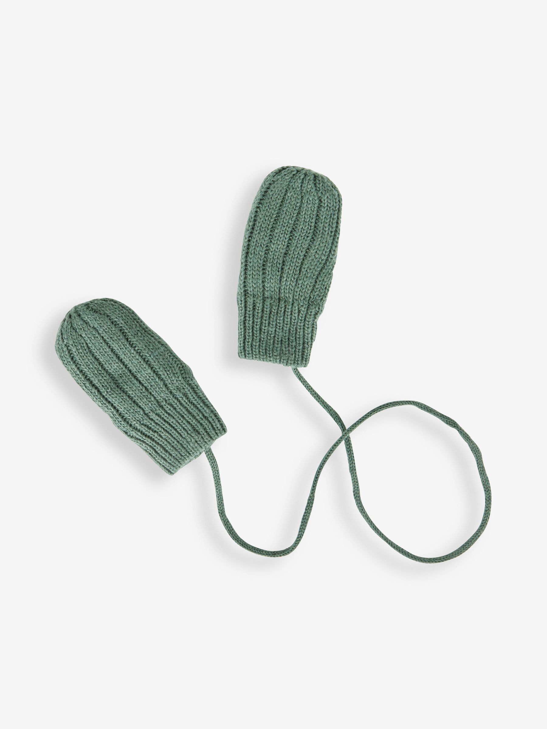 Khaki Green Mittens with String - Image 2 of 2