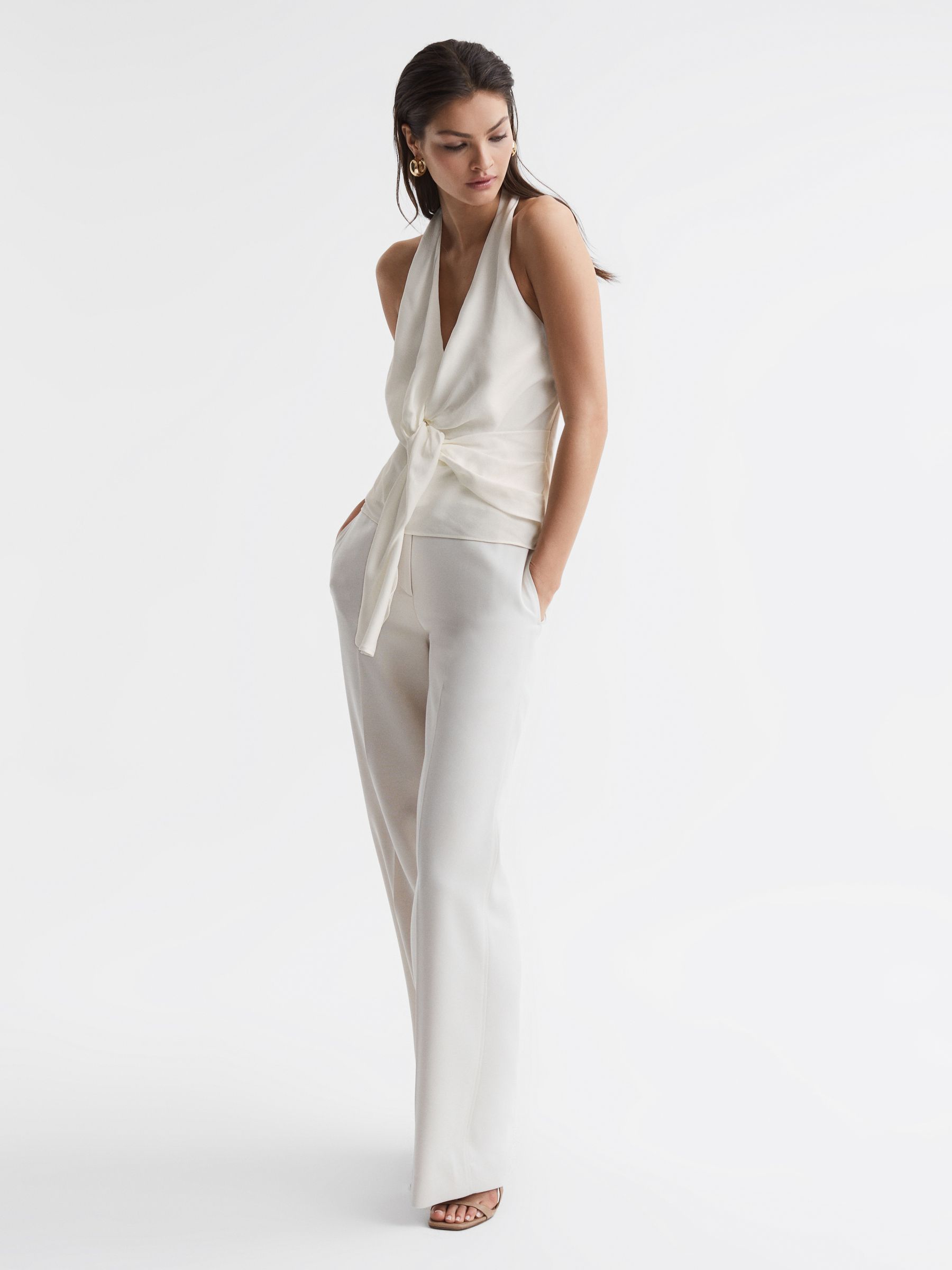 Tie Halter Neck Blouse in Ivory - Image 5 of 5
