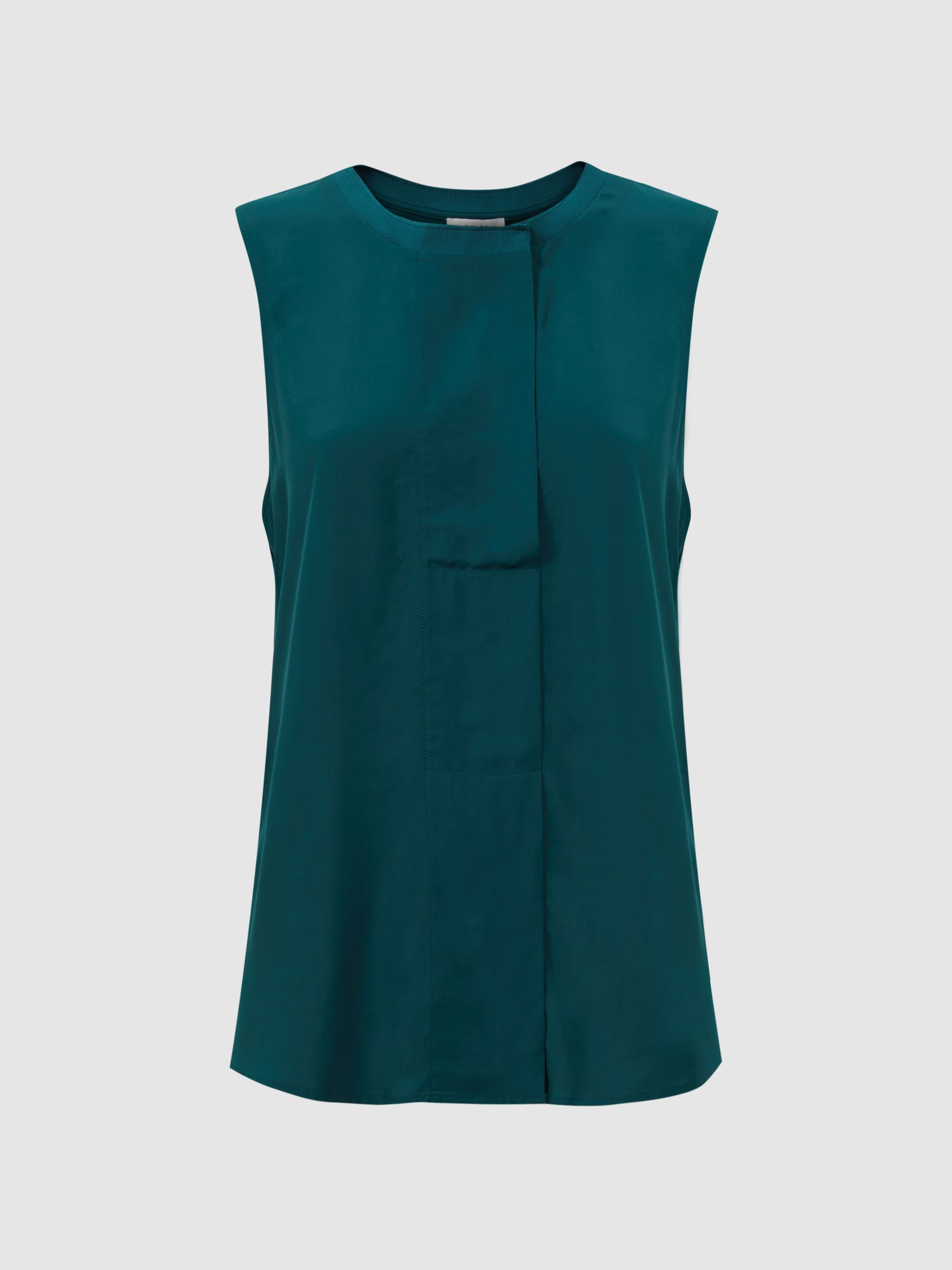 Sleeveless Press-Stud Blouse in Teal - Image 2 of 4