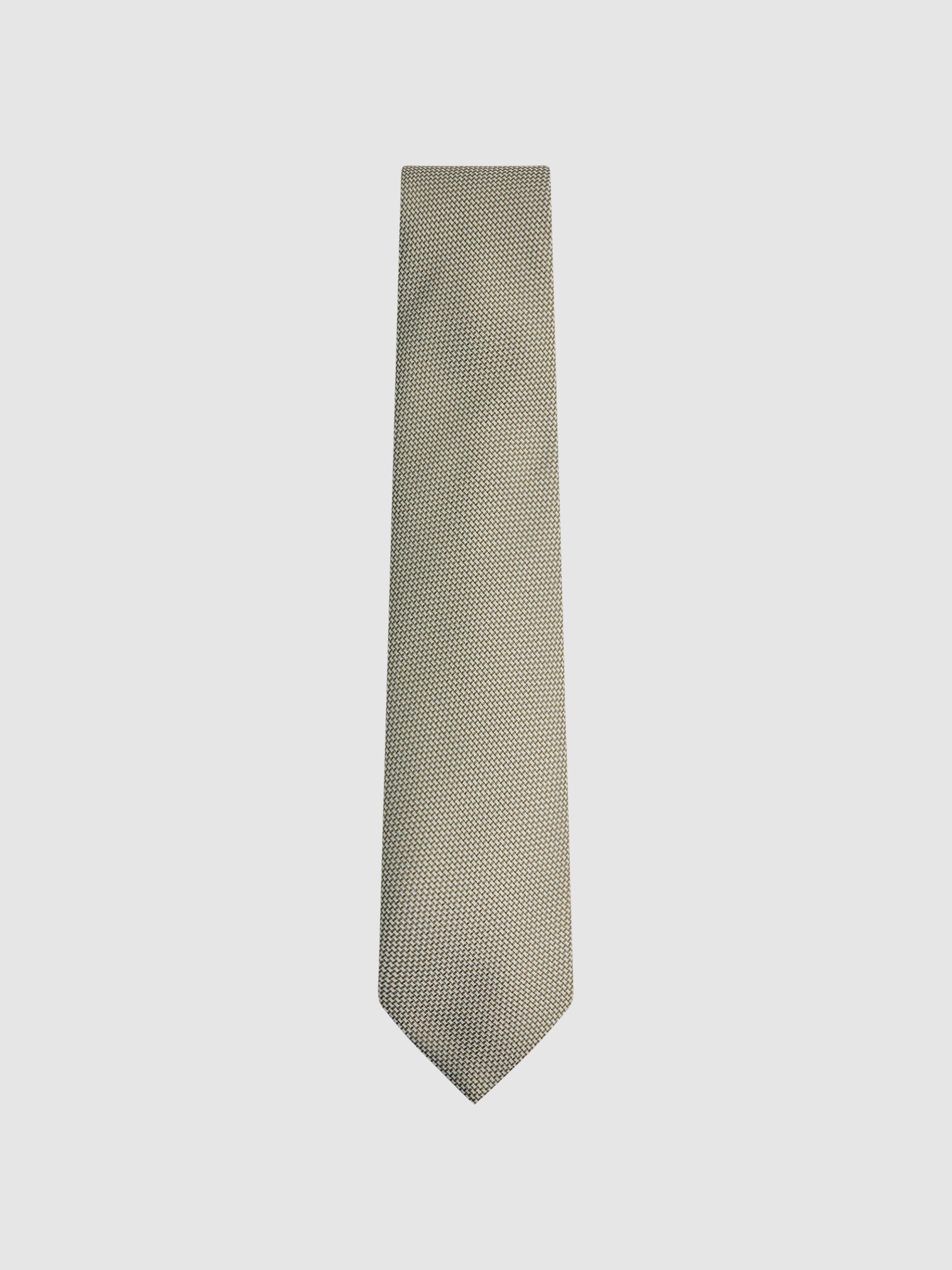 Textured Silk-Blend Tie in Soft Sage - Image 1 of 5