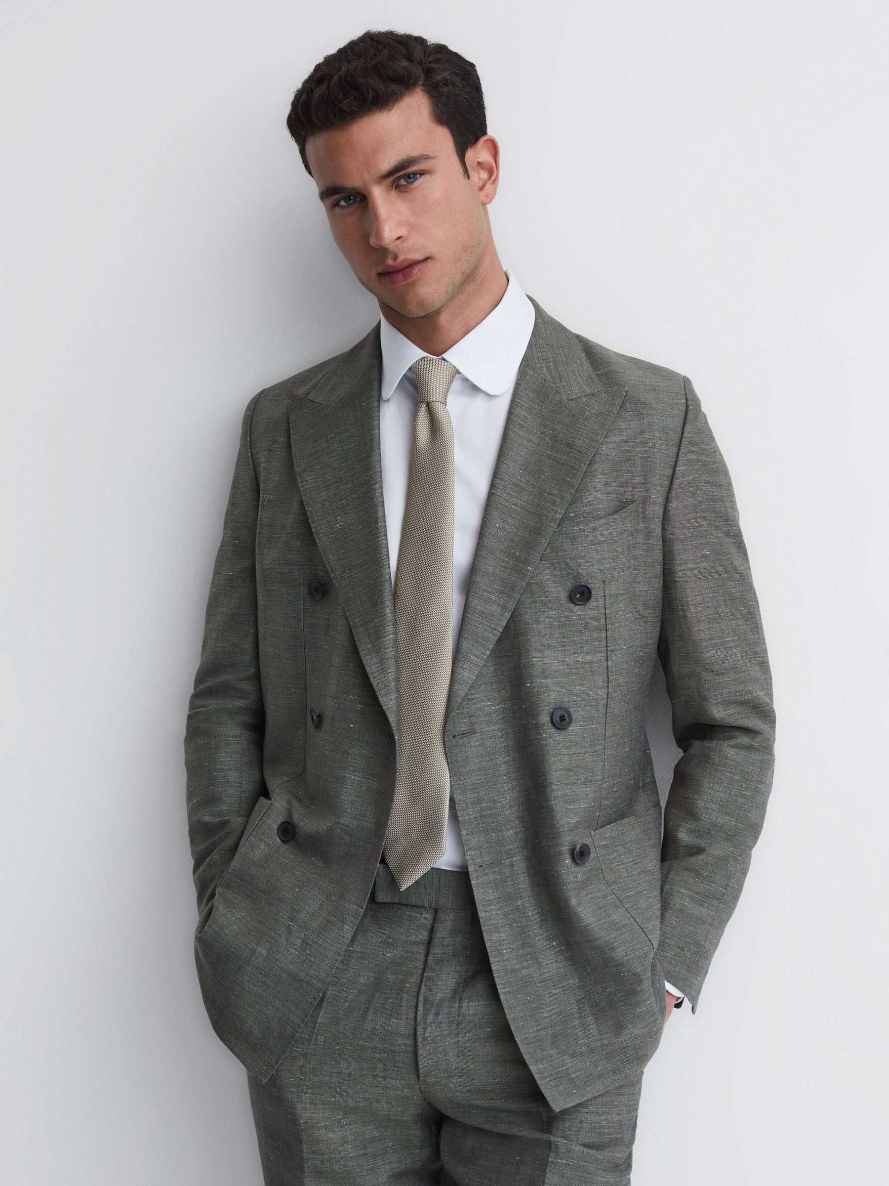 Textured Silk-Blend Tie in Soft Sage - Image 2 of 5