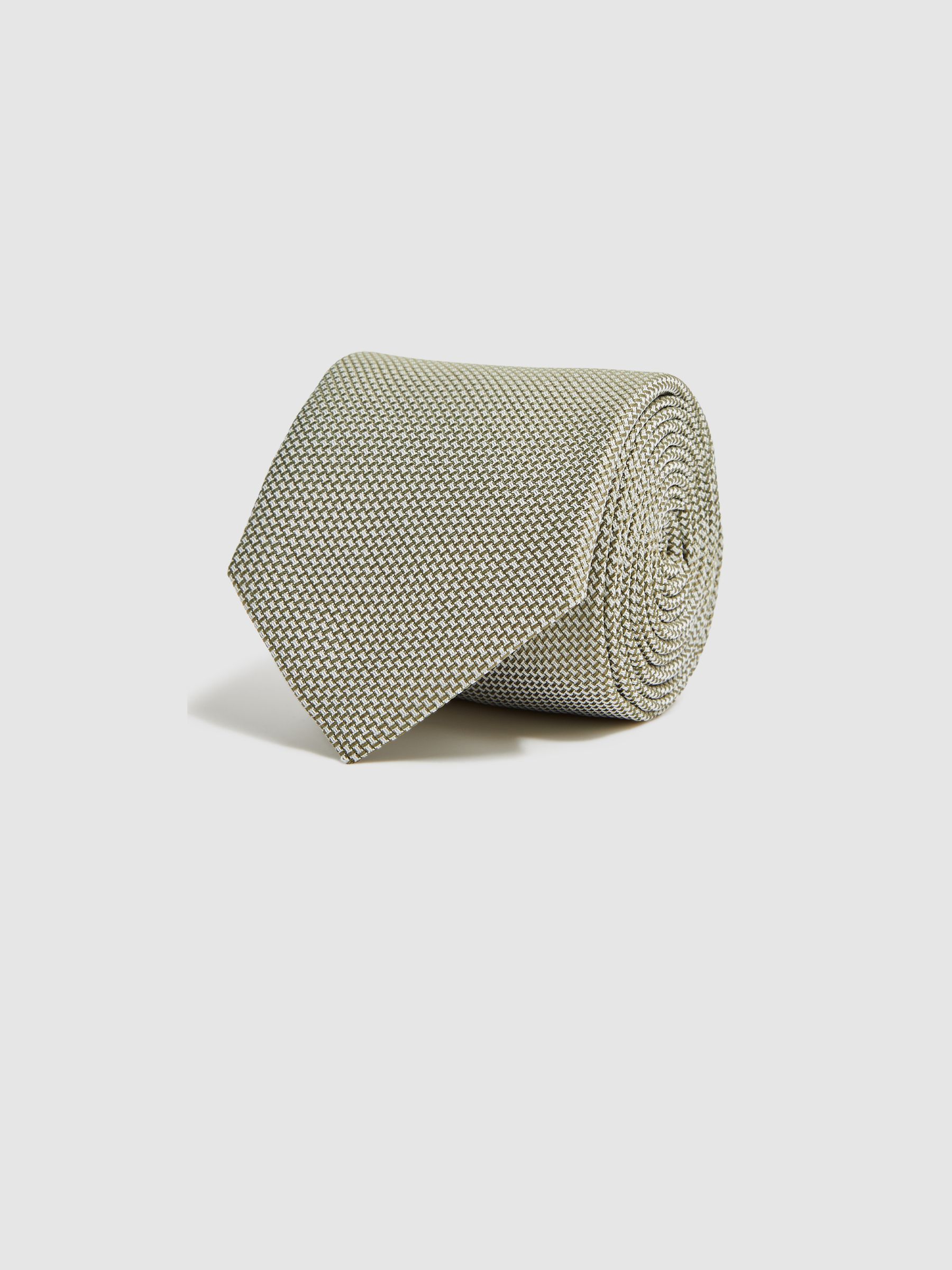 Textured Silk-Blend Tie in Soft Sage - Image 3 of 5