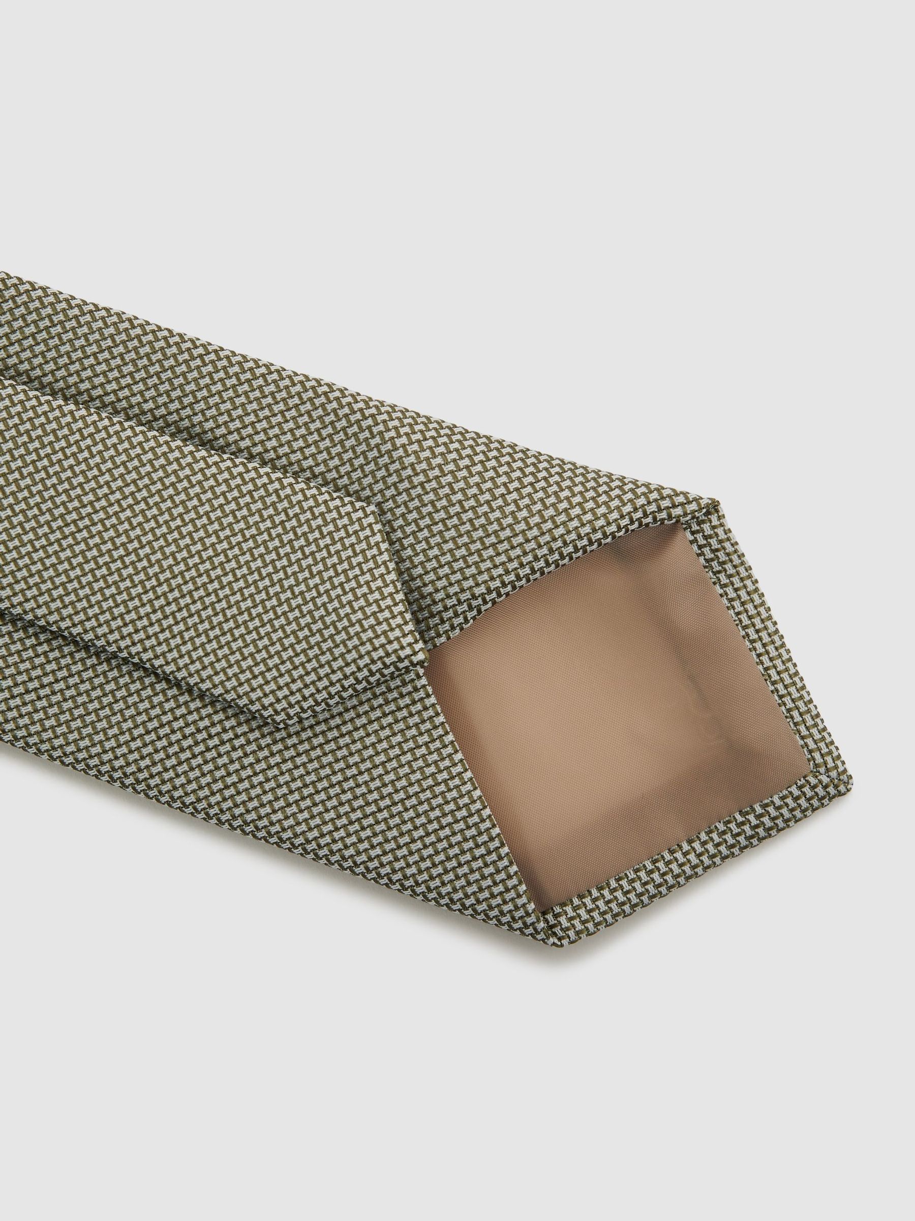 Textured Silk-Blend Tie in Soft Sage - Image 4 of 5