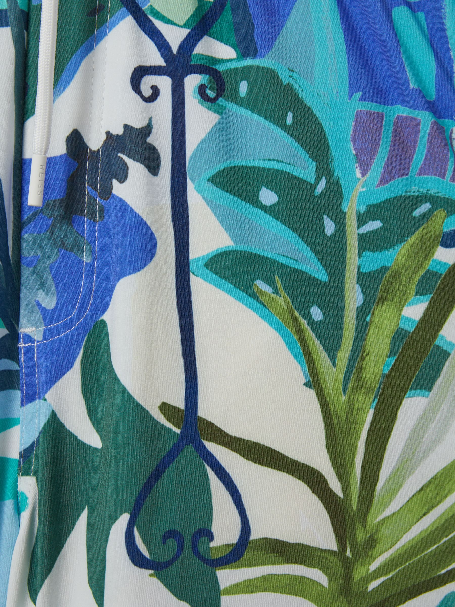 Printed Drawstring Waist Swim Shorts in Green Multi - Image 6 of 6