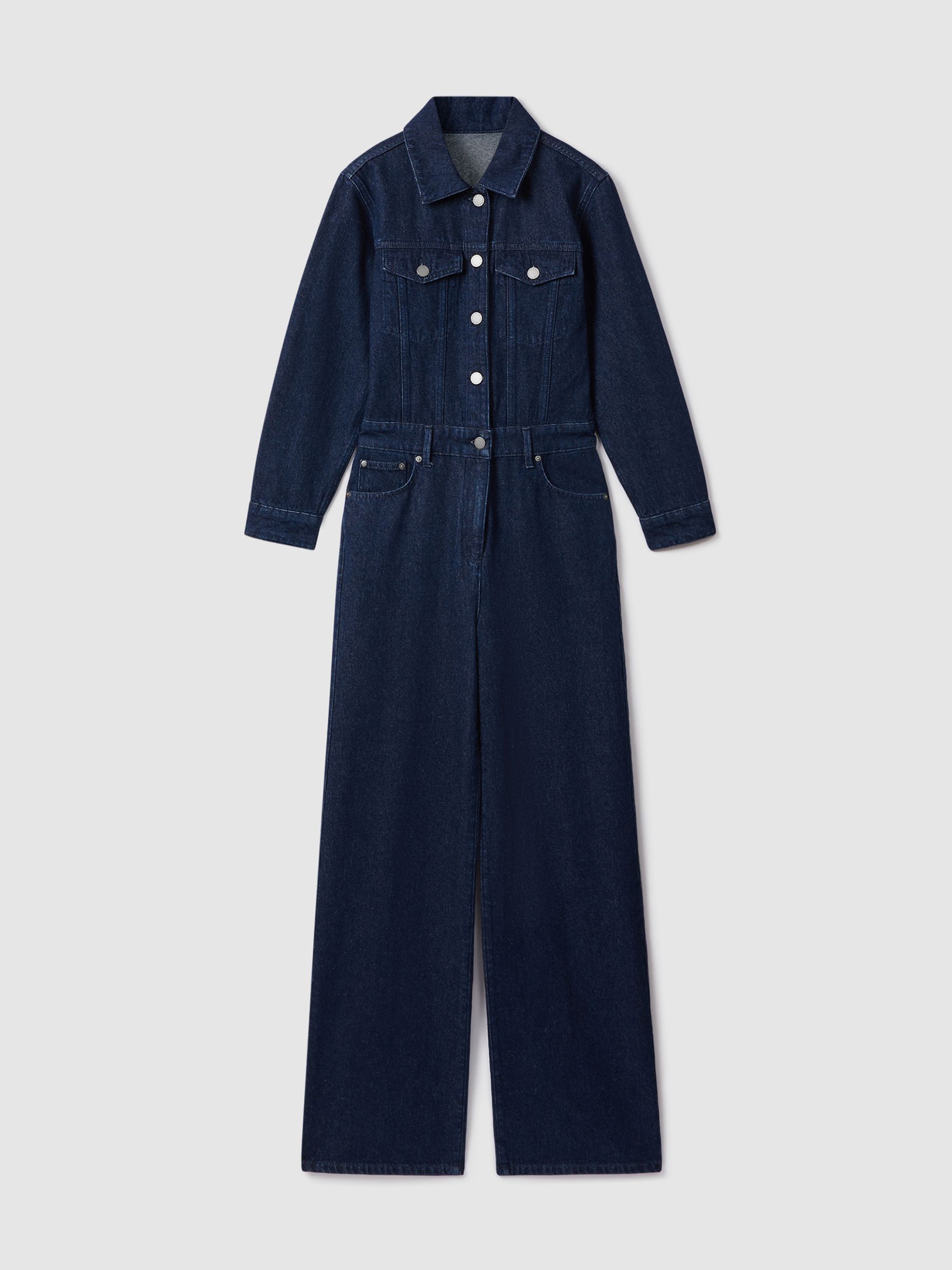 Relaxed Denim Jumpsuit in Indigo - Image 2 of 6