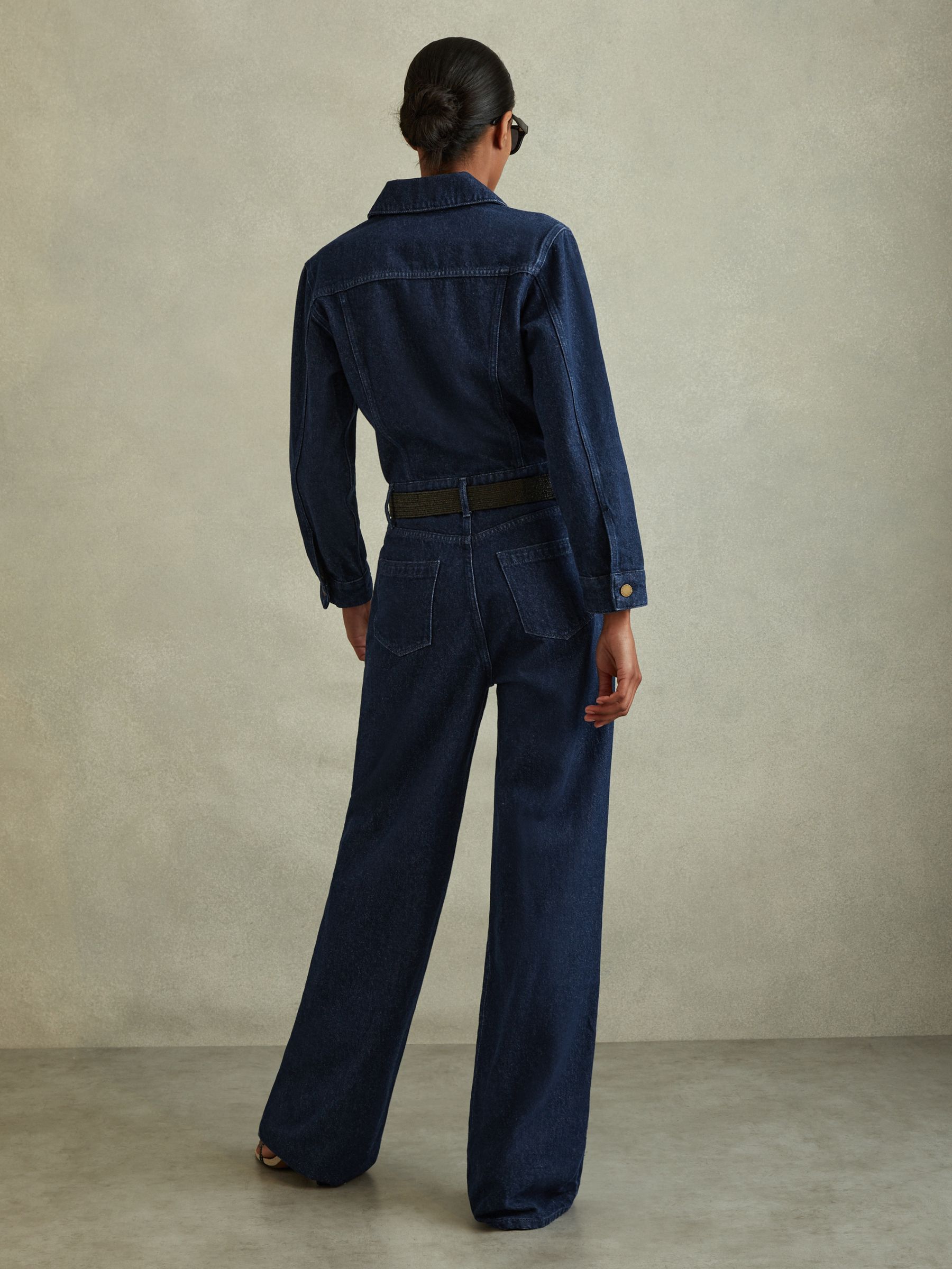 Relaxed Denim Jumpsuit in Indigo - Image 4 of 6