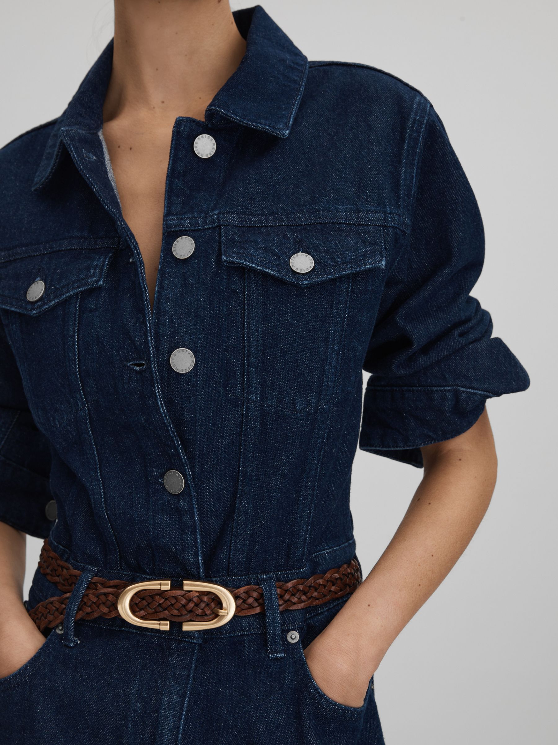 Relaxed Denim Jumpsuit in Indigo - Image 6 of 6