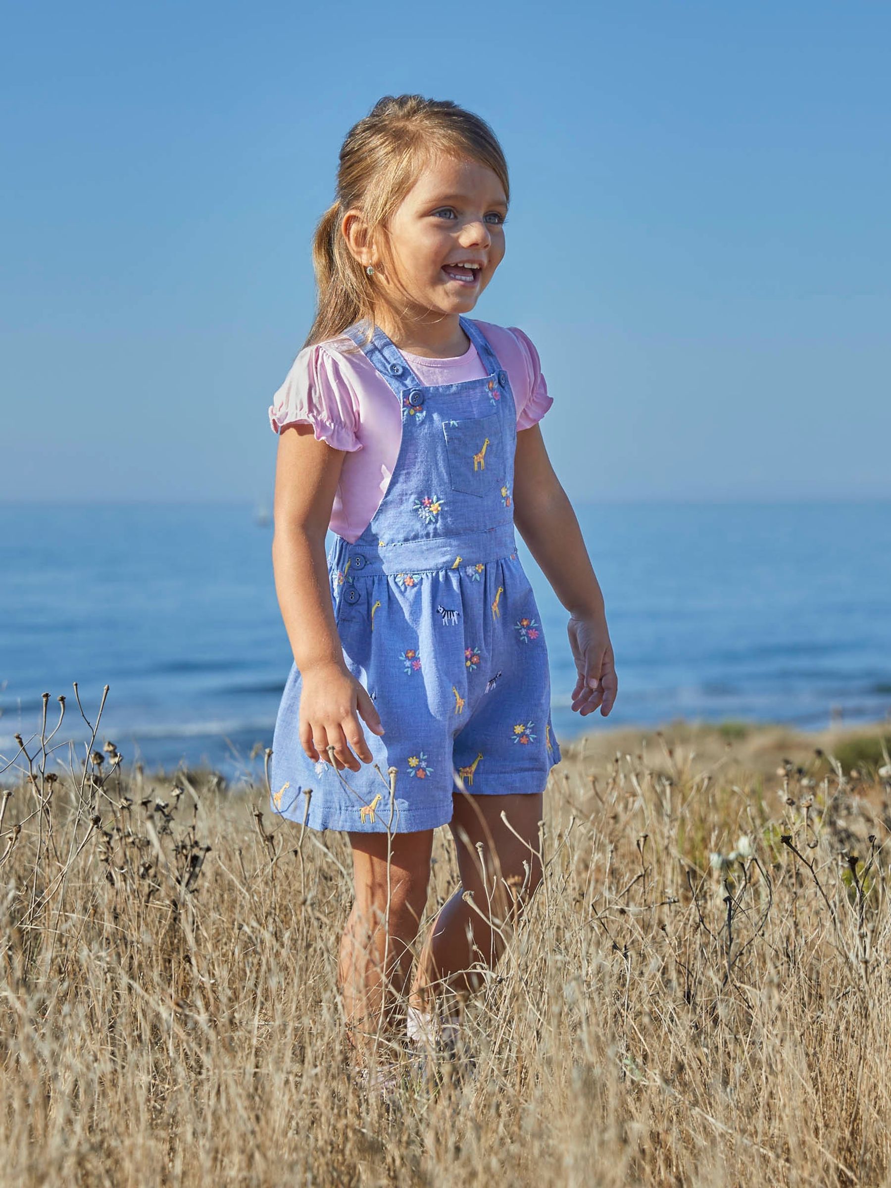 Chambray Safari Embroidered Culotte Dungarees - Image 1 of 5