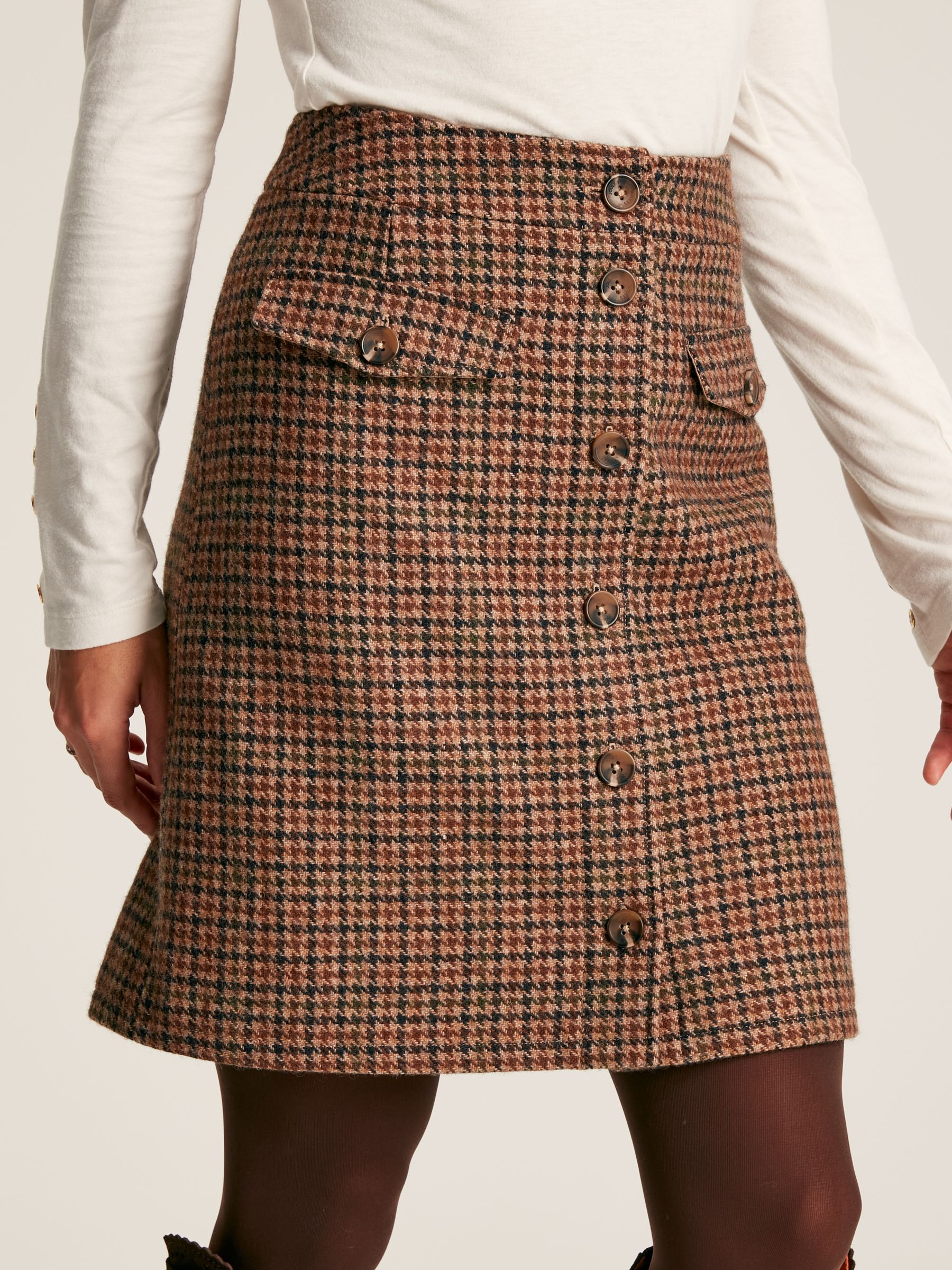 Avery Brown Check Knee Length Tweed Skirt - Image 2 of 8
