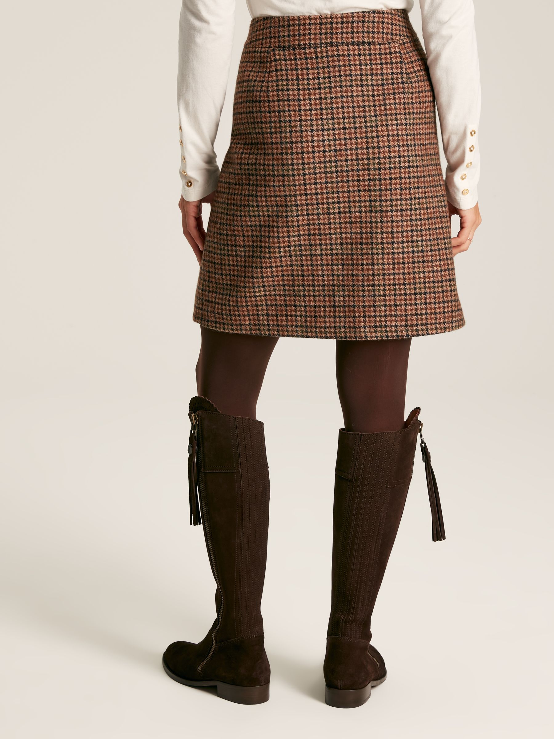 Avery Brown Check Knee Length Tweed Skirt - Image 4 of 8