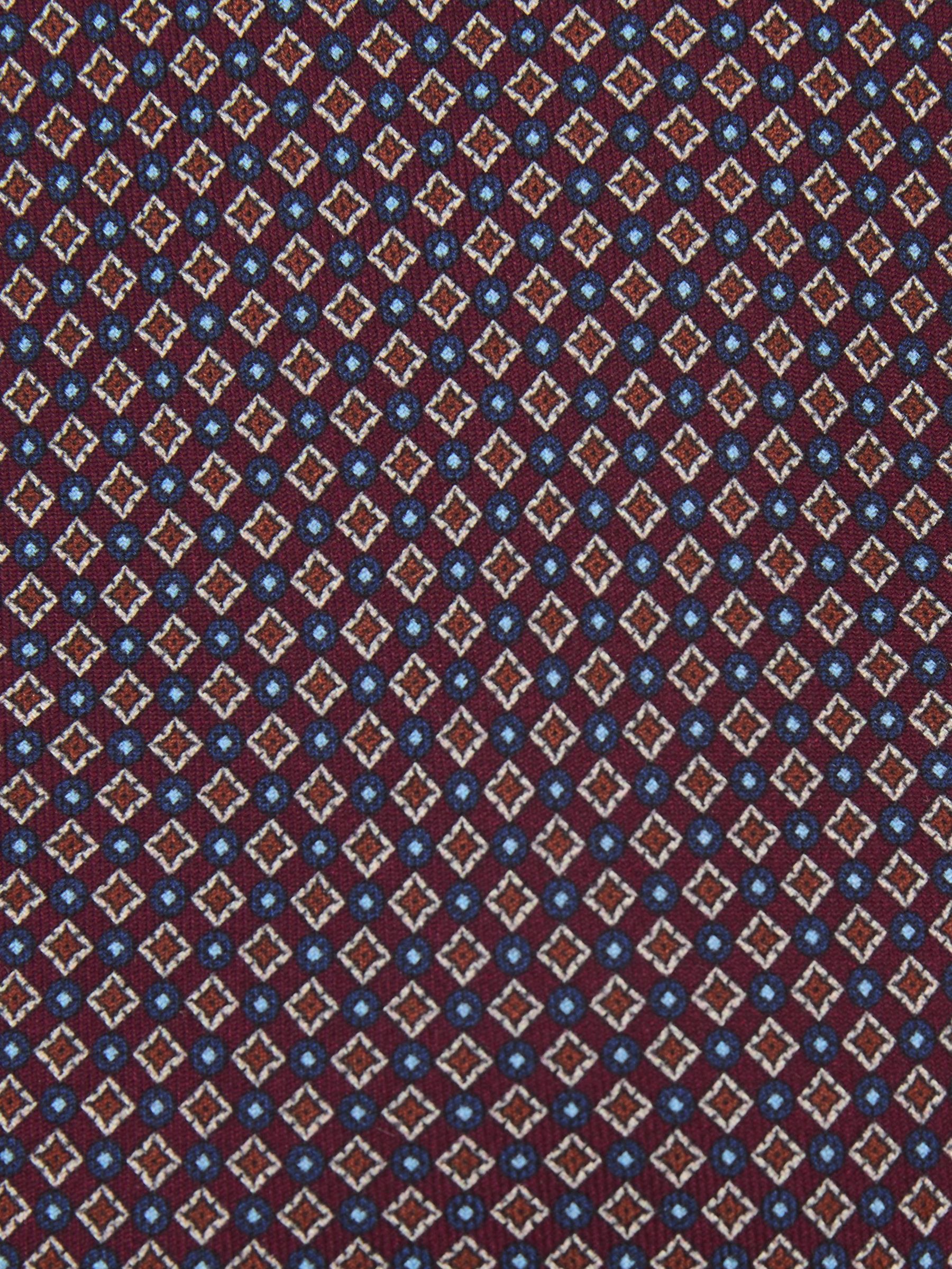 Silk Twill Micro Diamond-Print Tie in Burgundy - Image 5 of 5